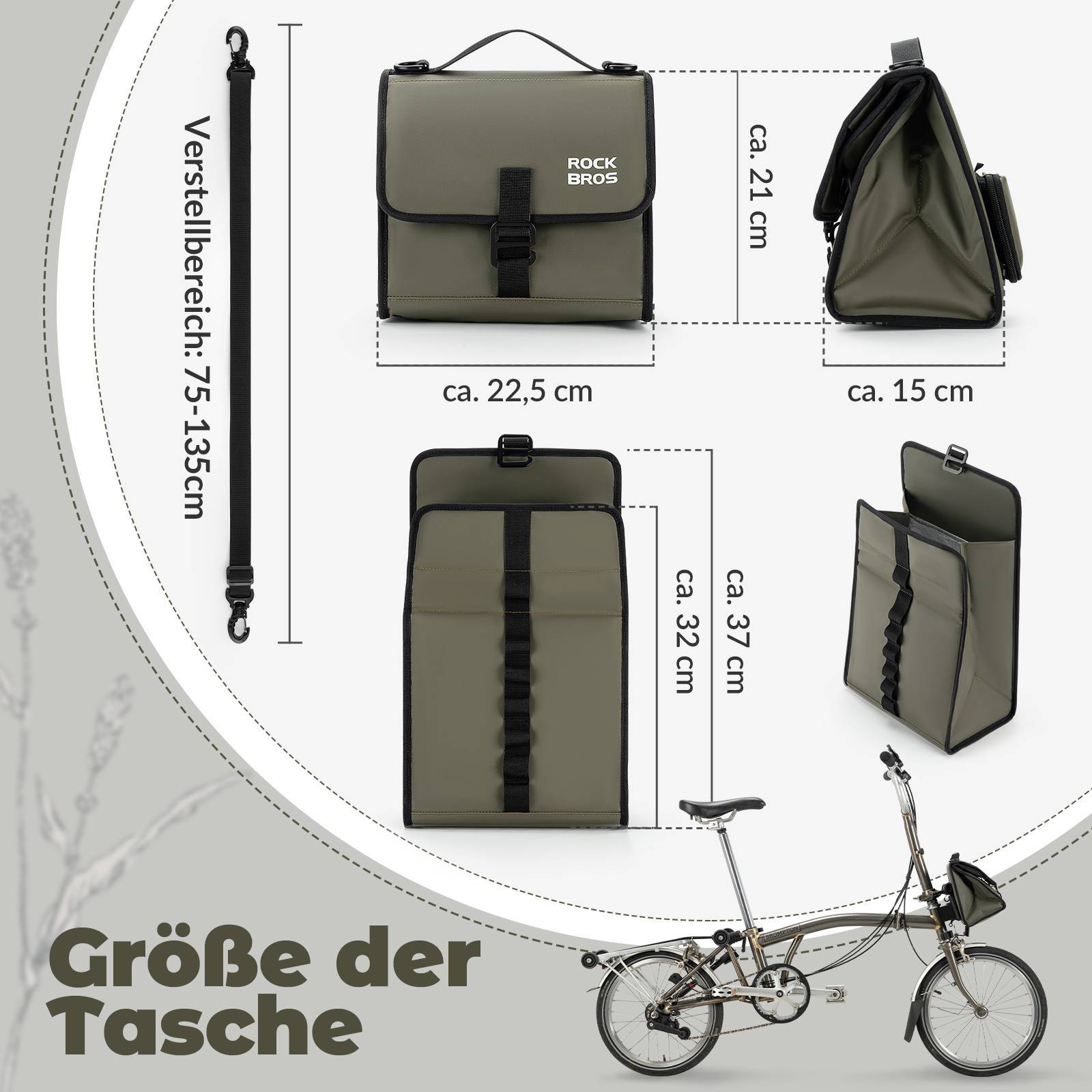 ROCKBROS Fahrradtasche Lenkertasche Fronttasche mit Schultergurt
