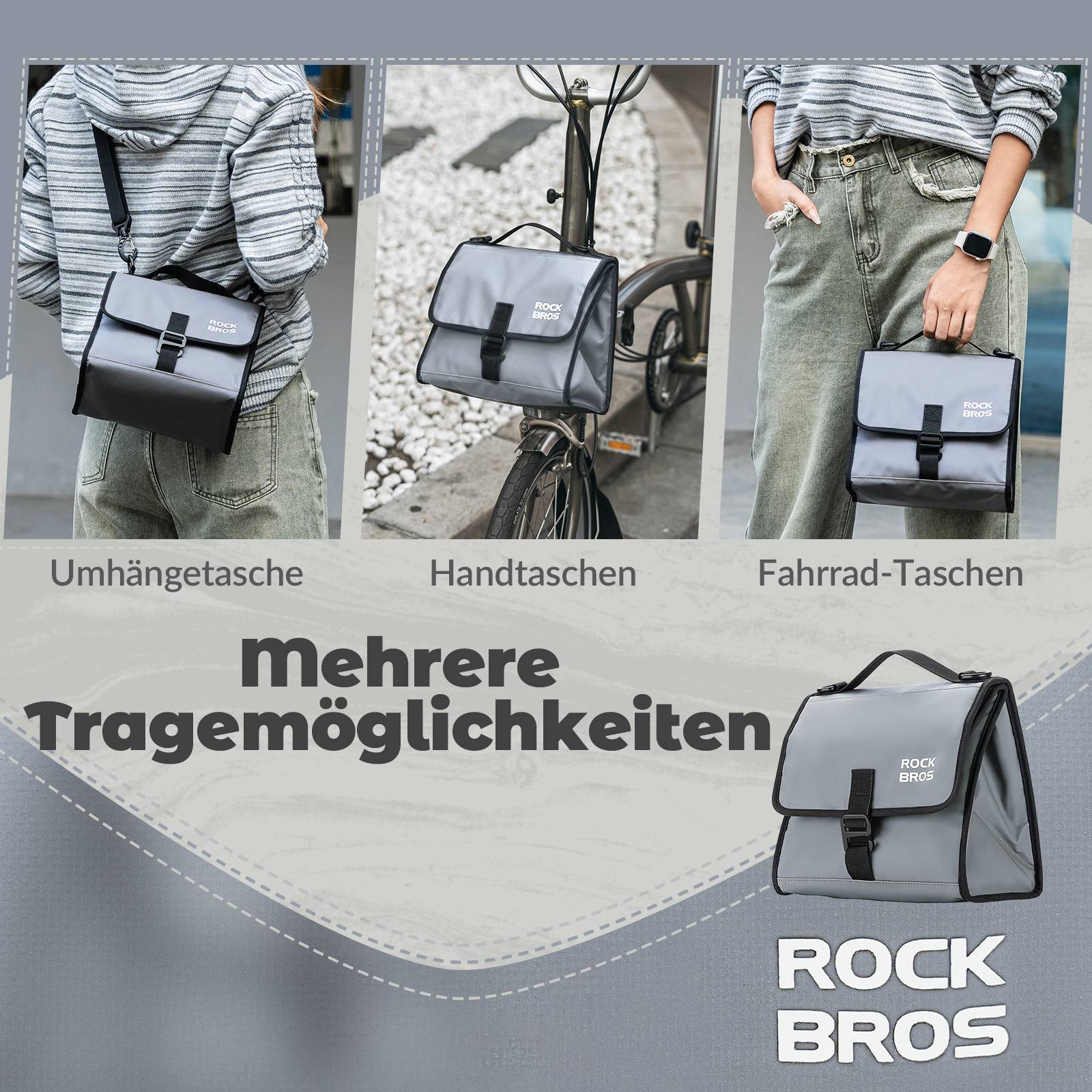 ROCKBROS Fahrradtasche Lenkertasche Fronttasche mit Schultergurt