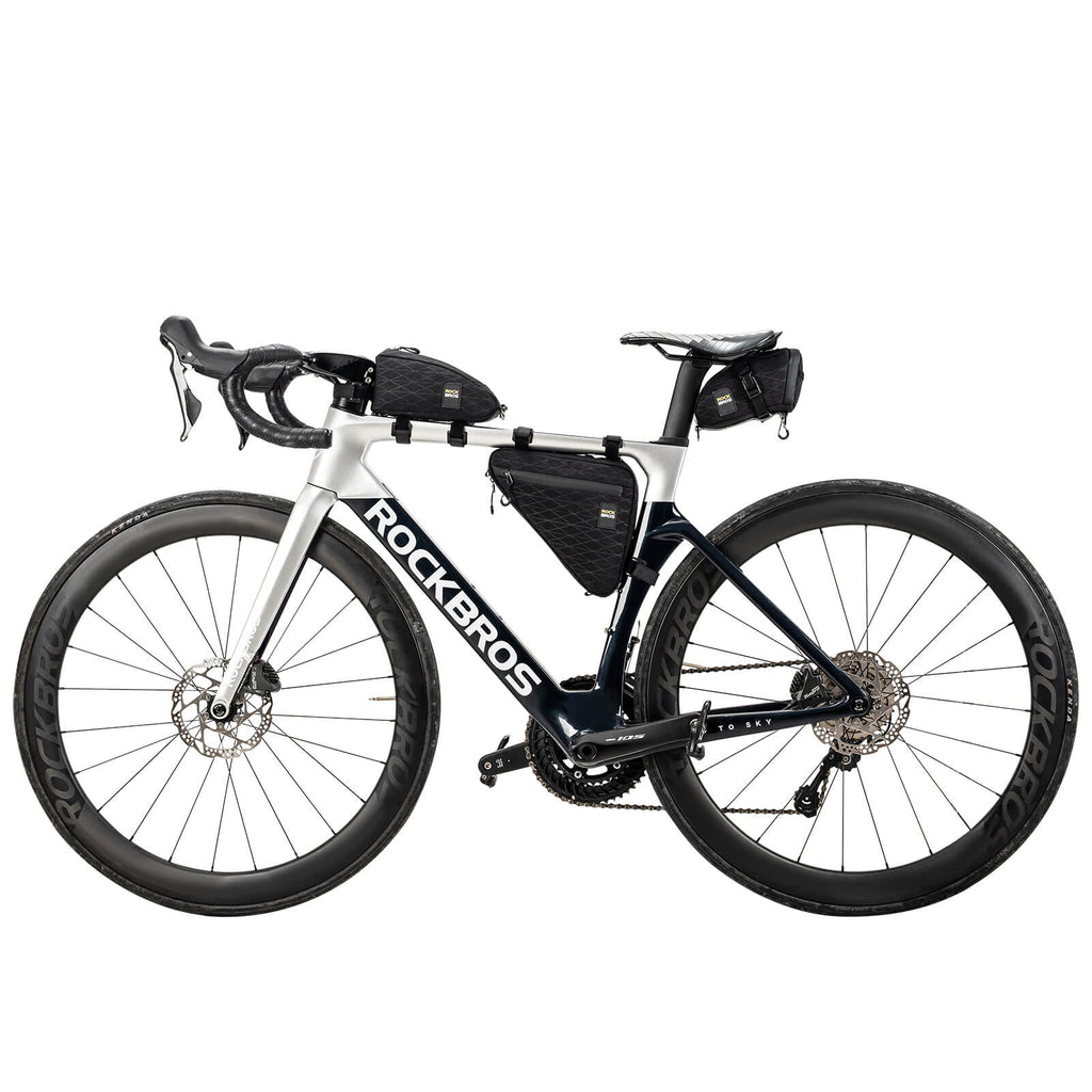ROCKBROS Fahrradtasche Set Rahmentasche*2+Satteltasche*1 mit Verstellbarer Schultergurt 1,2L