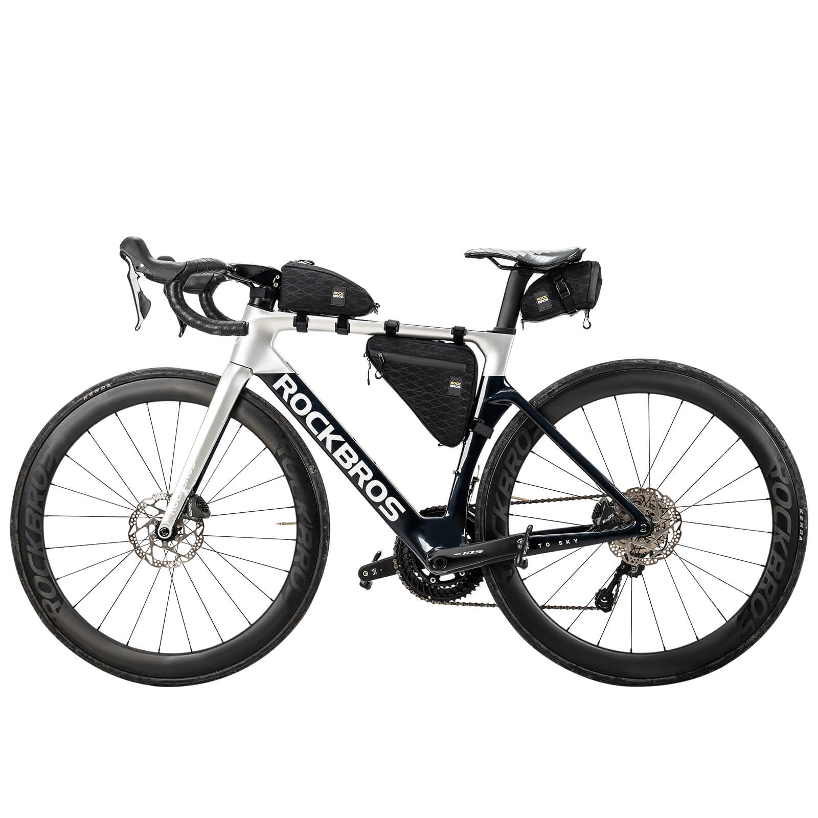ROCKBROS Fahrradtasche Set Rahmentasche*2+Satteltasche*1 mit Verstellbarer Schultergurt 1,2L