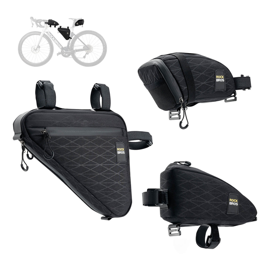 ROCKBROS Fahrradtasche Set Rahmentasche*2+Satteltasche*1 mit Verstellbarer Schultergurt 1,2L