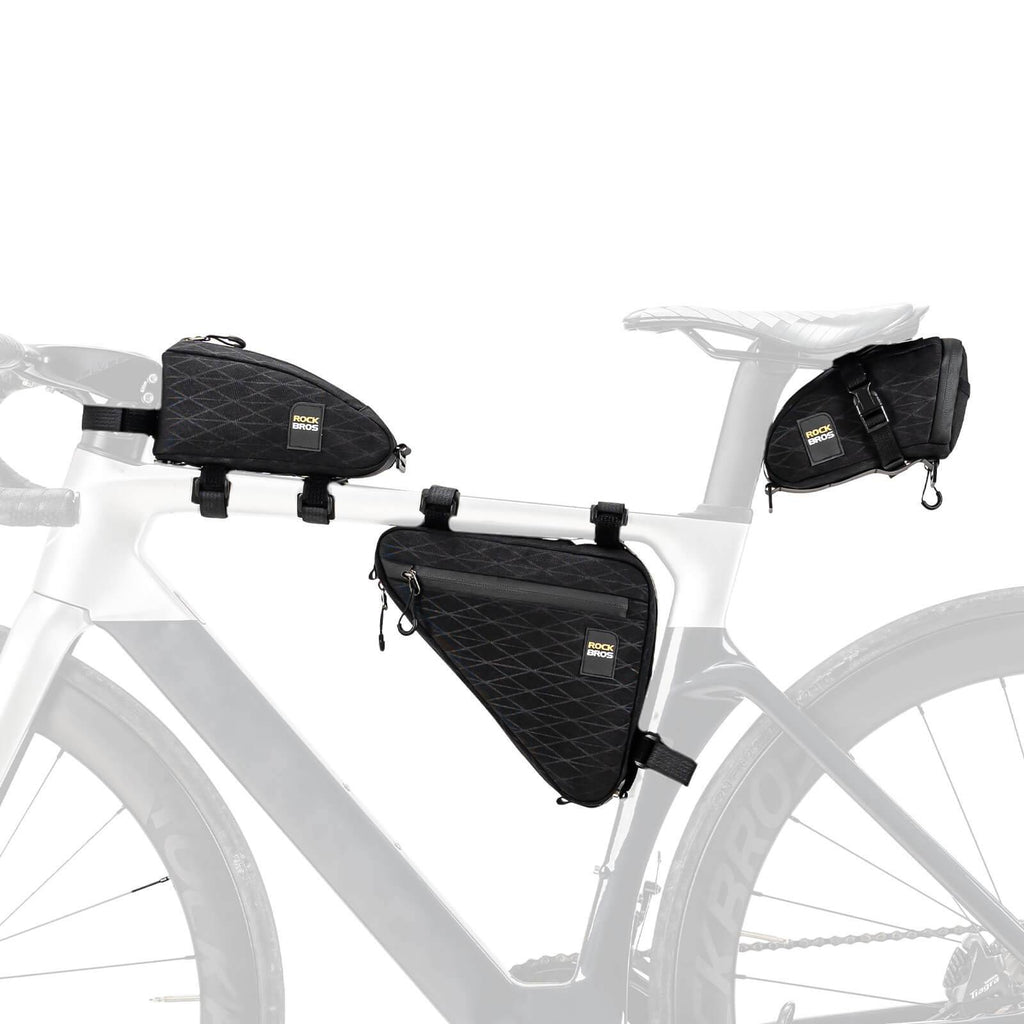 ROCKBROS Fahrradtasche Set Rahmentasche*2+Satteltasche*1 mit Verstellbarer Schultergurt 1,2L