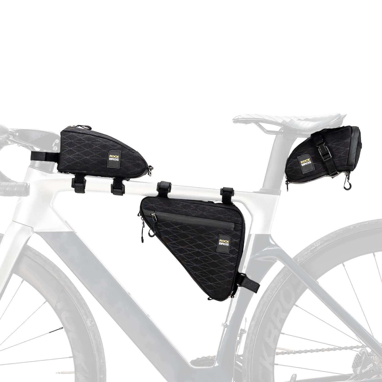 ROCKBROS Fahrradtasche Set Rahmentasche*2+Satteltasche*1 mit Verstellbarer Schultergurt 1,2L