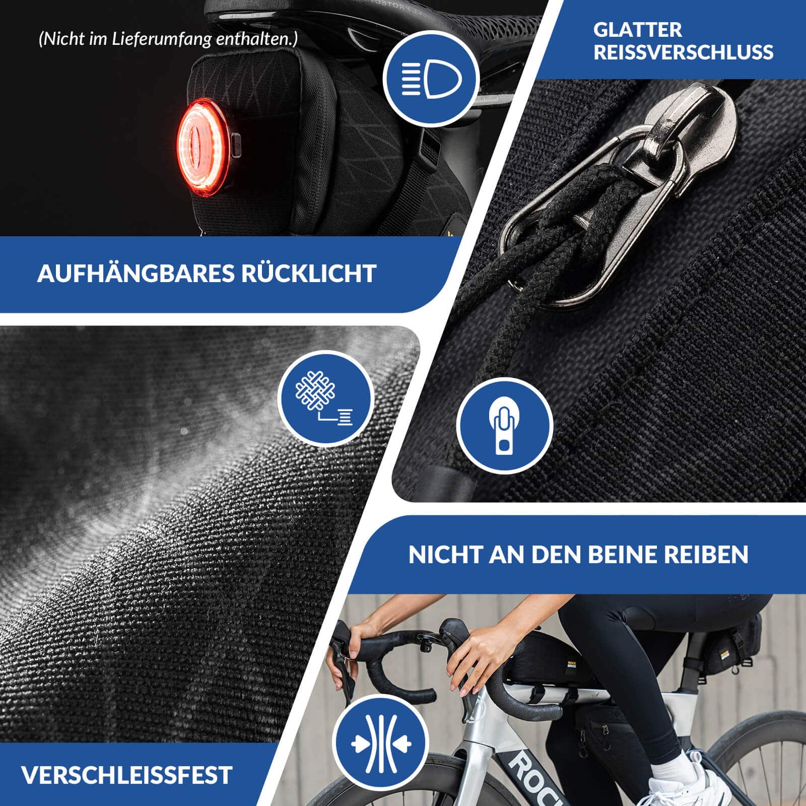 ROCKBROS Fahrradtasche Set Rahmentasche*2+Satteltasche*1 mit Verstellbarer Schultergurt 1,2L