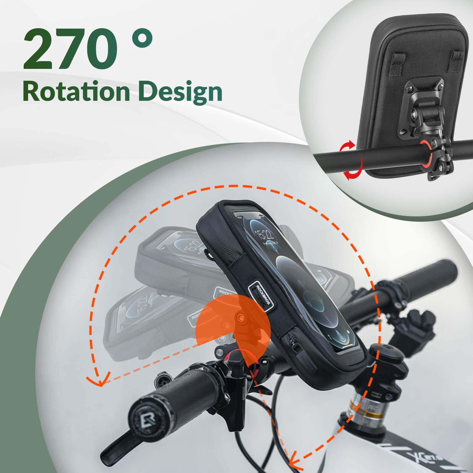 ROCKBROS Fahrradtasche Wasserdicht Handytasche Drehbar für Handy 4.7-6 Zoll