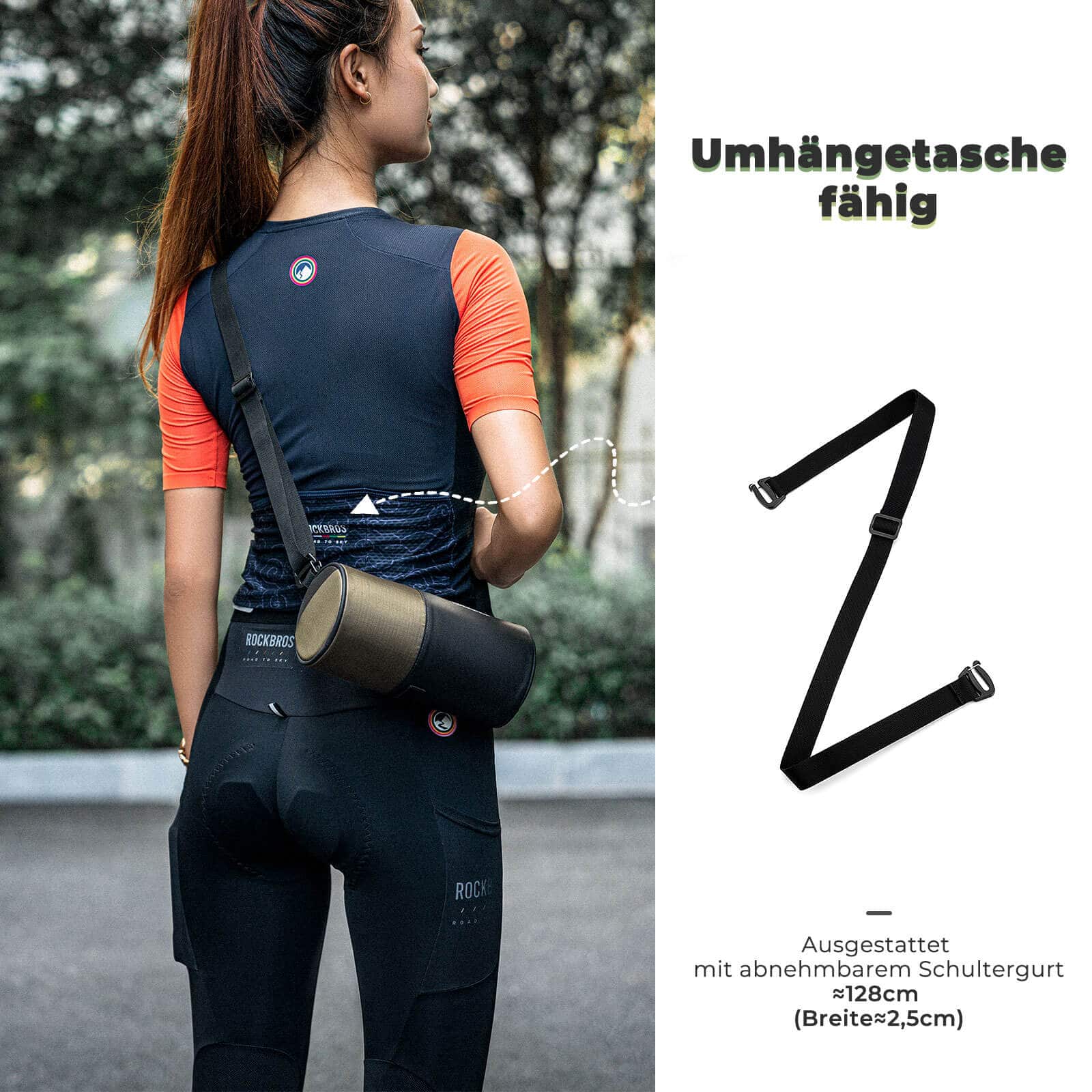 ROCKBROS Fahrradtasche Zylindrische Lenkertasche 1,7L mit Schultergurt