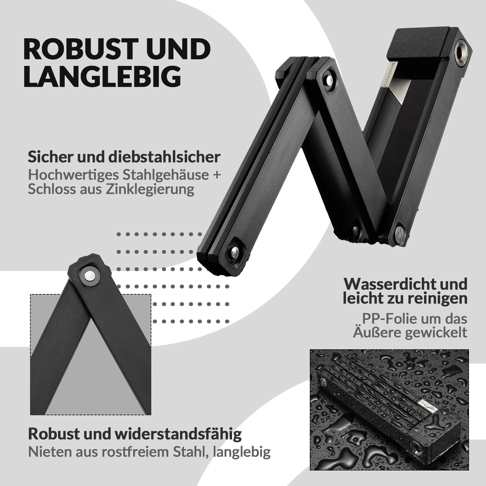 ROCKBROS Faltschloss Fahrradschloss mit Halterung