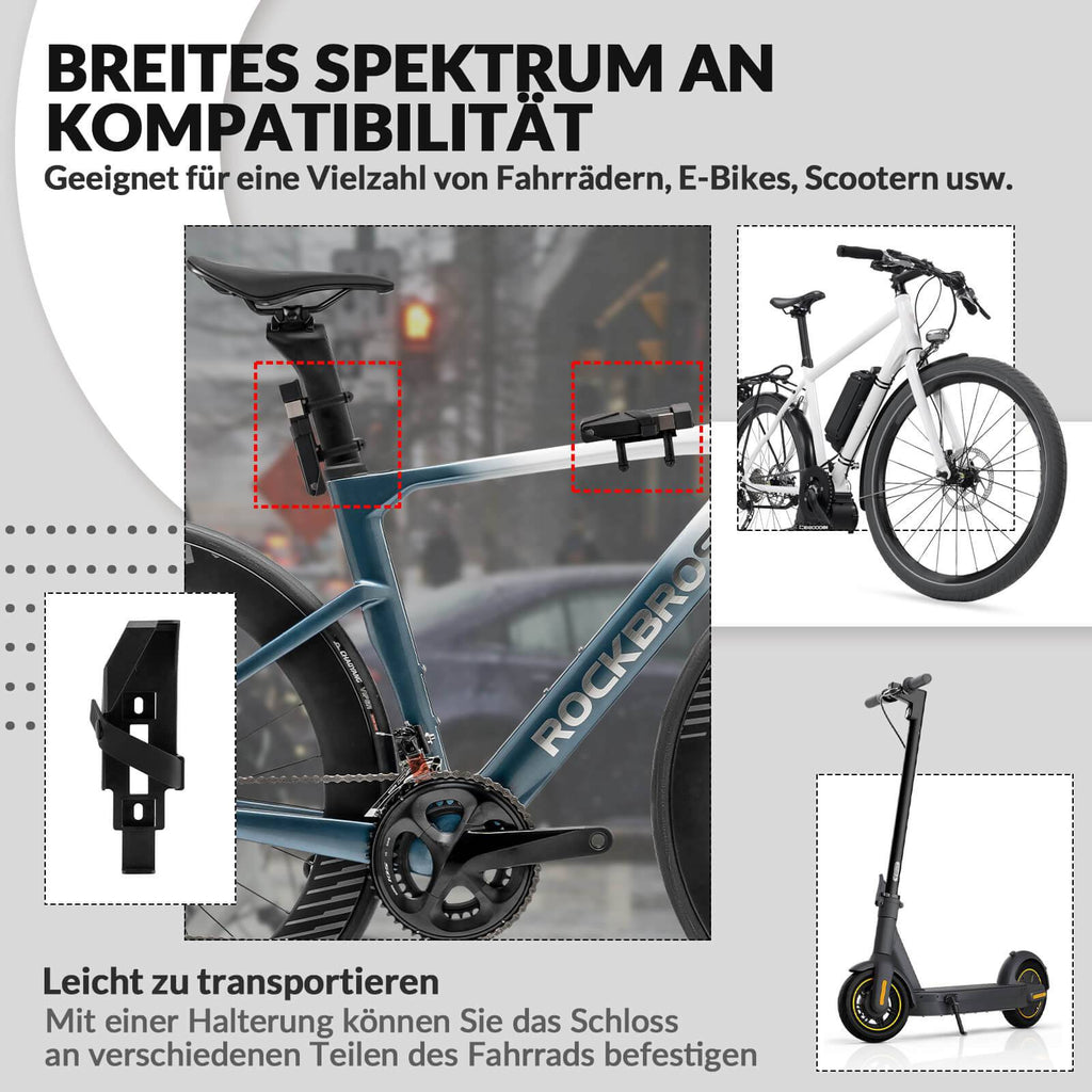 ROCKBROS Faltschloss Fahrradschloss mit Halterung