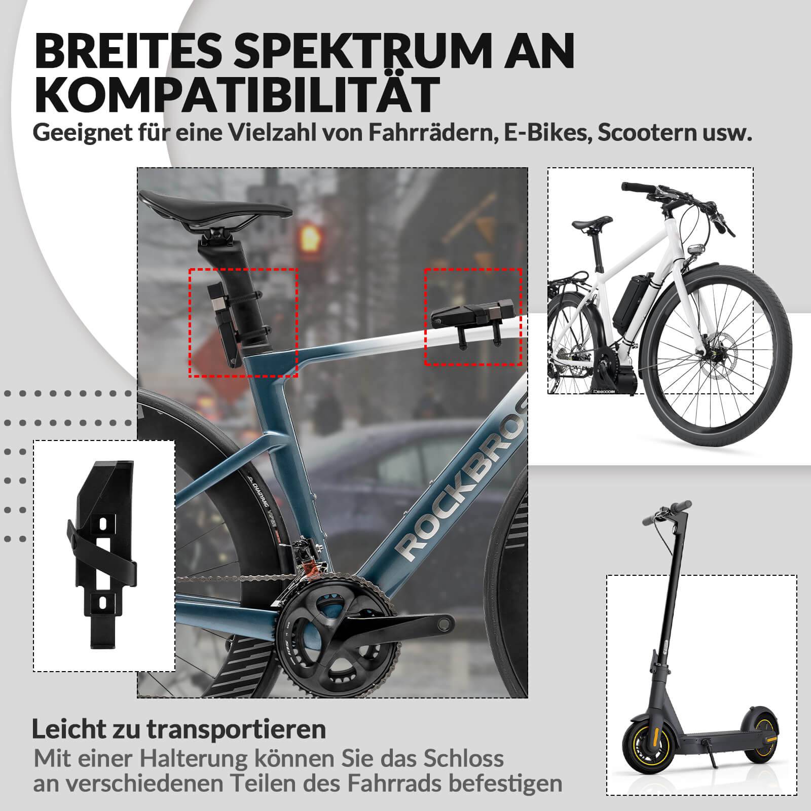 ROCKBROS Faltschloss Fahrradschloss mit Halterung