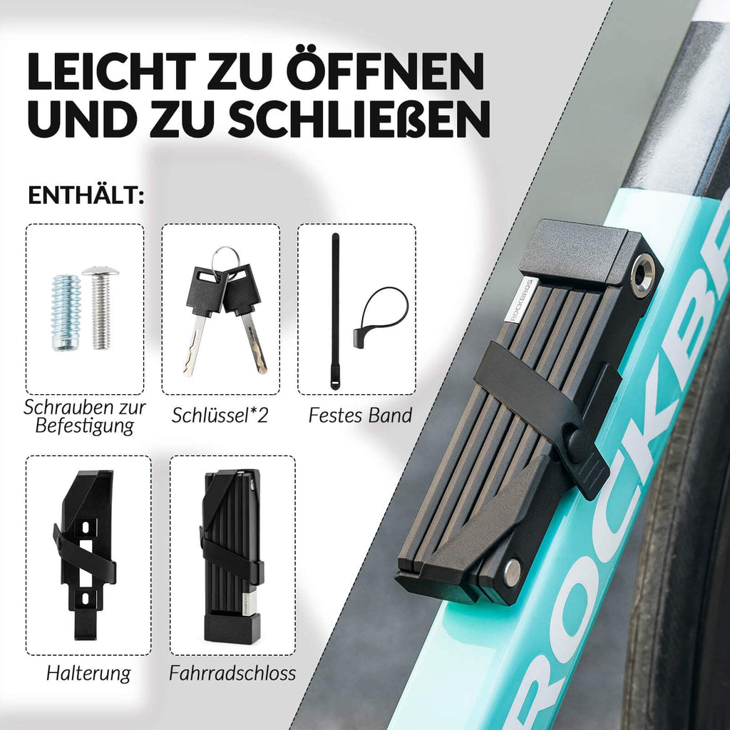 ROCKBROS Faltschloss Fahrradschloss mit Halterung