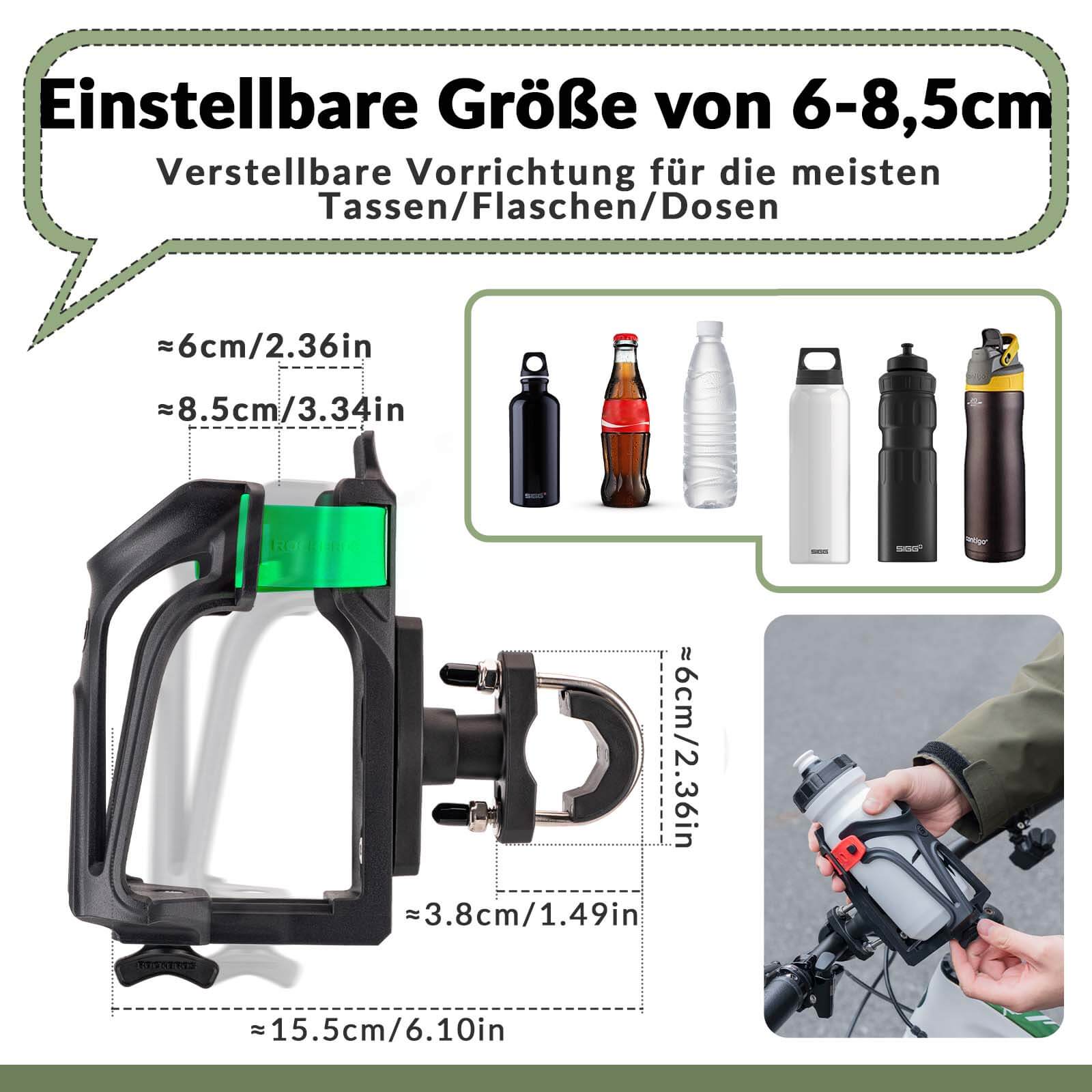 ROCKBROS Flaschenhalter Einstellbar Fahrrad Getränkehalter 360° Drehbar