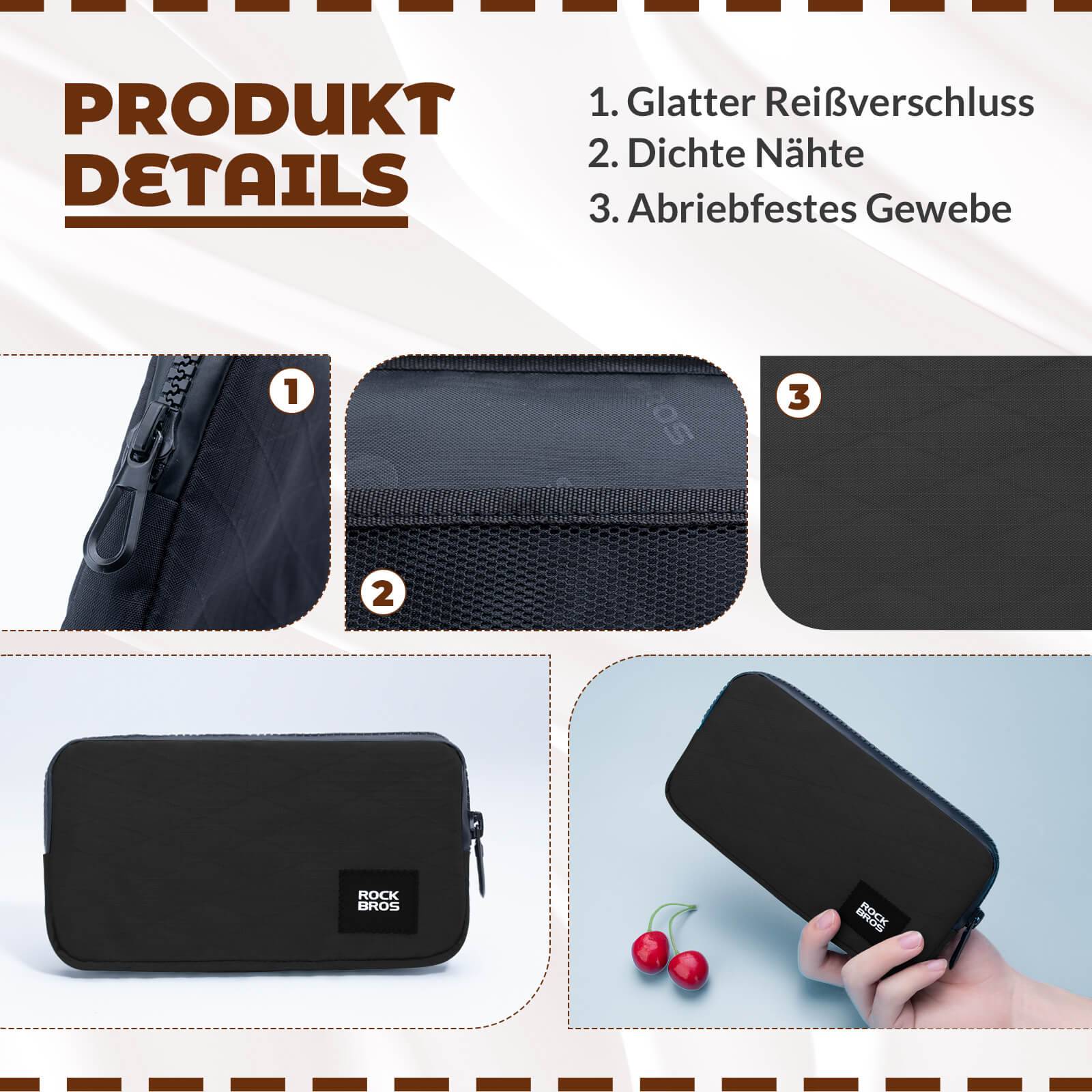 ROCKBROS Geldbörse Portemonnaie Geldbeutel Handytasche für Kreditkarte Schlüssel