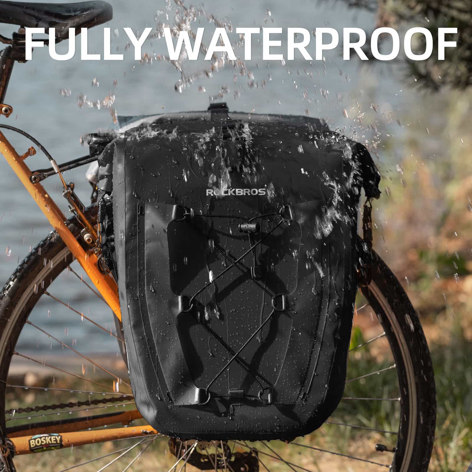 ROCKBROS Gepäckträgertasche 25L-32L 100 % wasserdicht mit Tragegriff