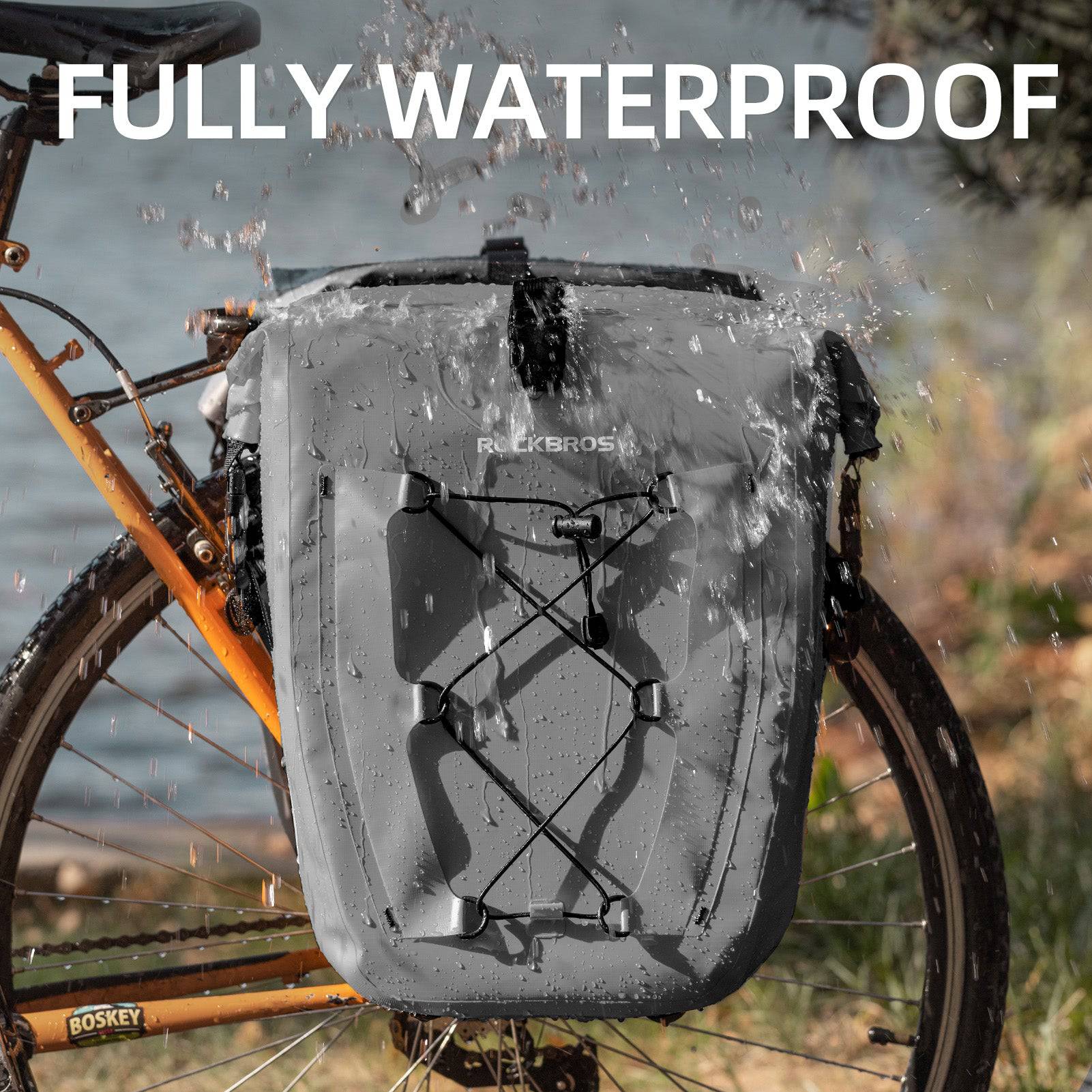 ROCKBROS Gepäckträgertasche 25L-32L 100 % wasserdicht mit Tragegriff