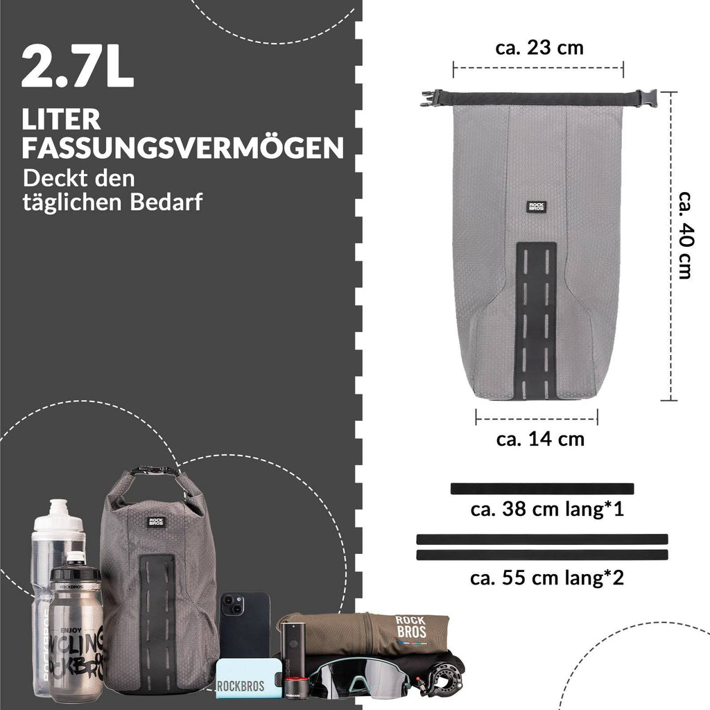 ROCKBROS Gepäckträgertasche Gepäckträger für Vordergabel 2,7 L, Wasserdicht