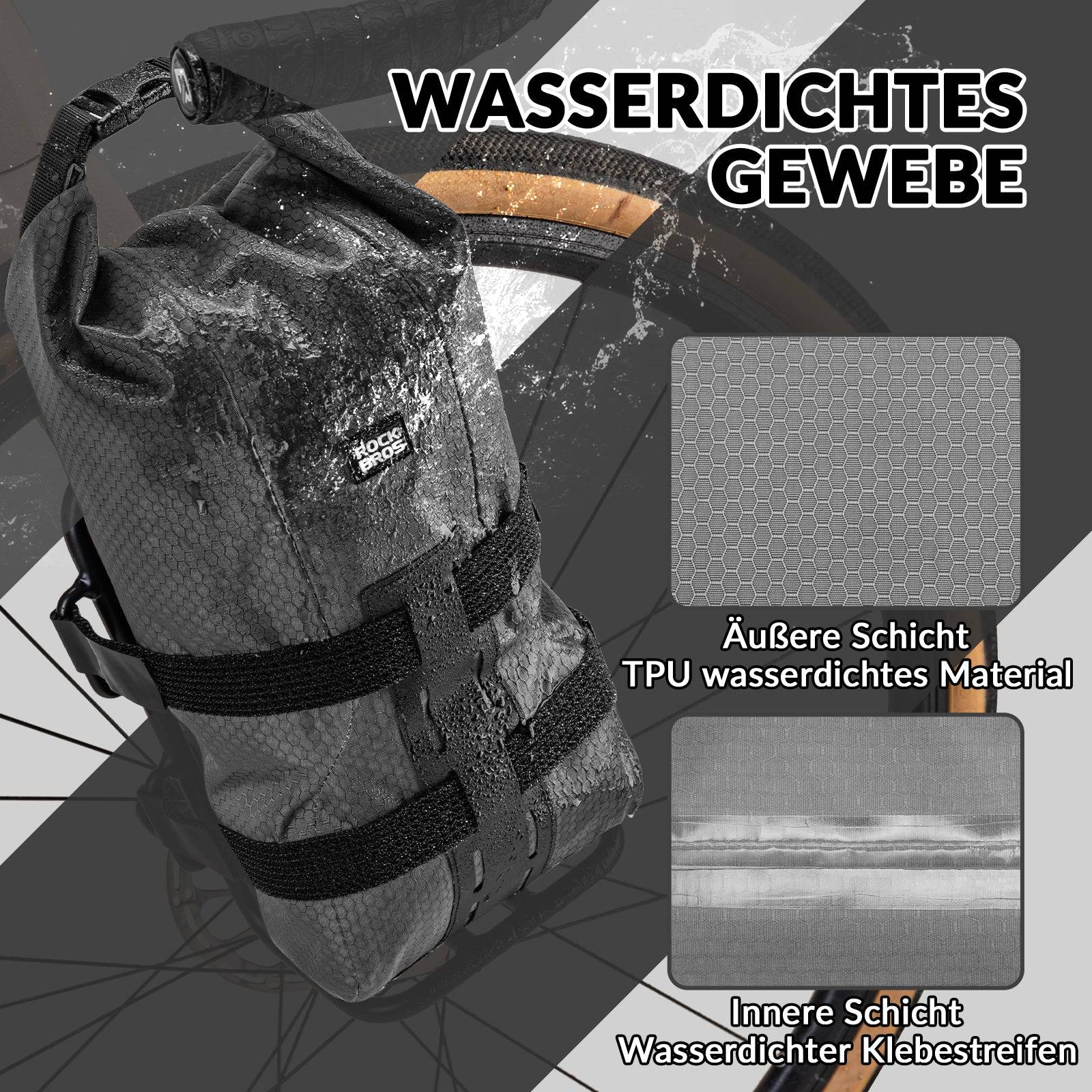 ROCKBROS Gepäckträgertasche Gepäckträger für Vordergabel 2,7 L, Wasserdicht