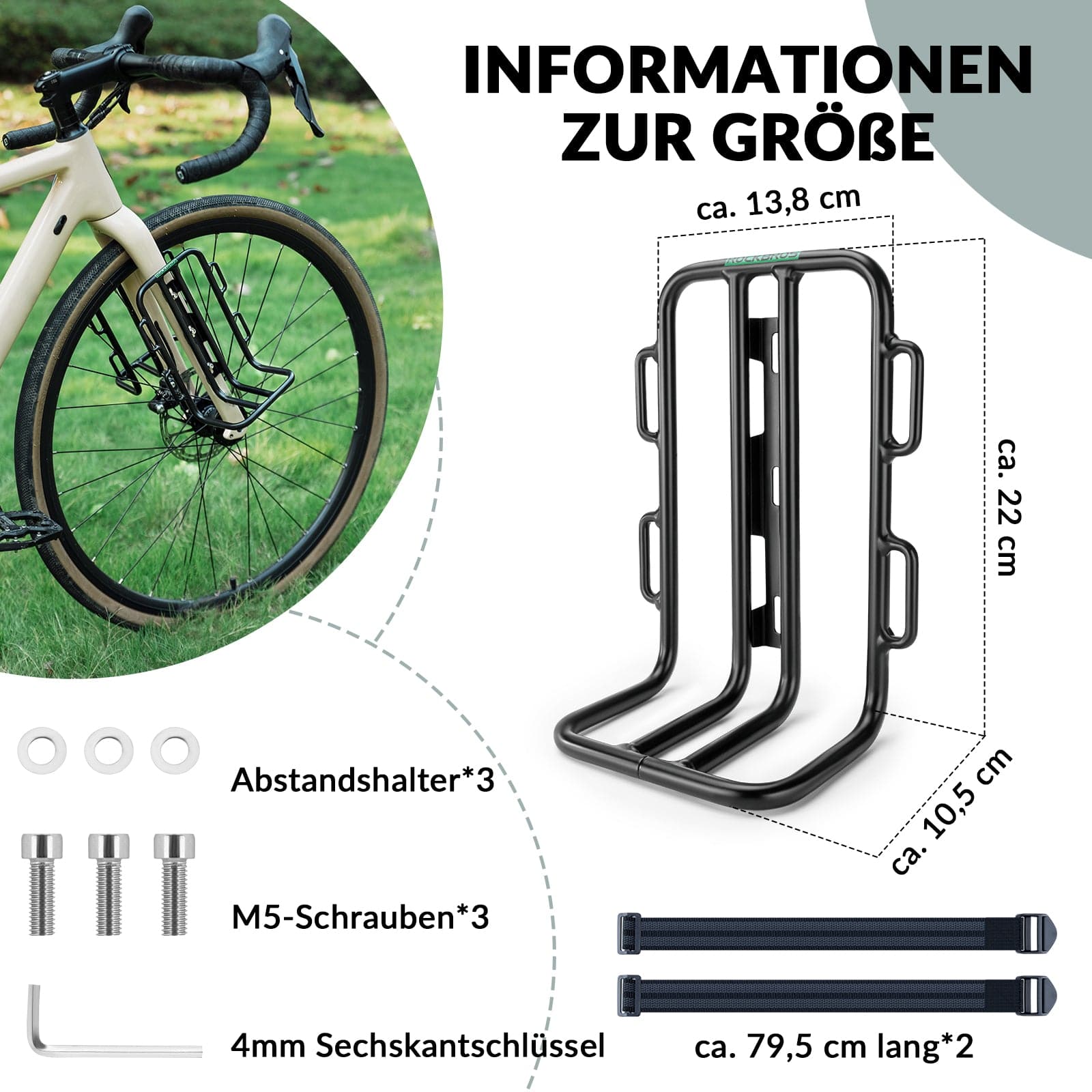 ROCKBROS Gepäckträgertasche Gepäckträger für Vordergabel 2,7 L, Wasserdicht