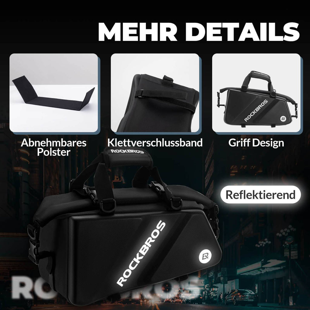 ROCKBROS Gepäckträgertasche Reflektierend Transporttasche 11,6 L mit Schultergurt