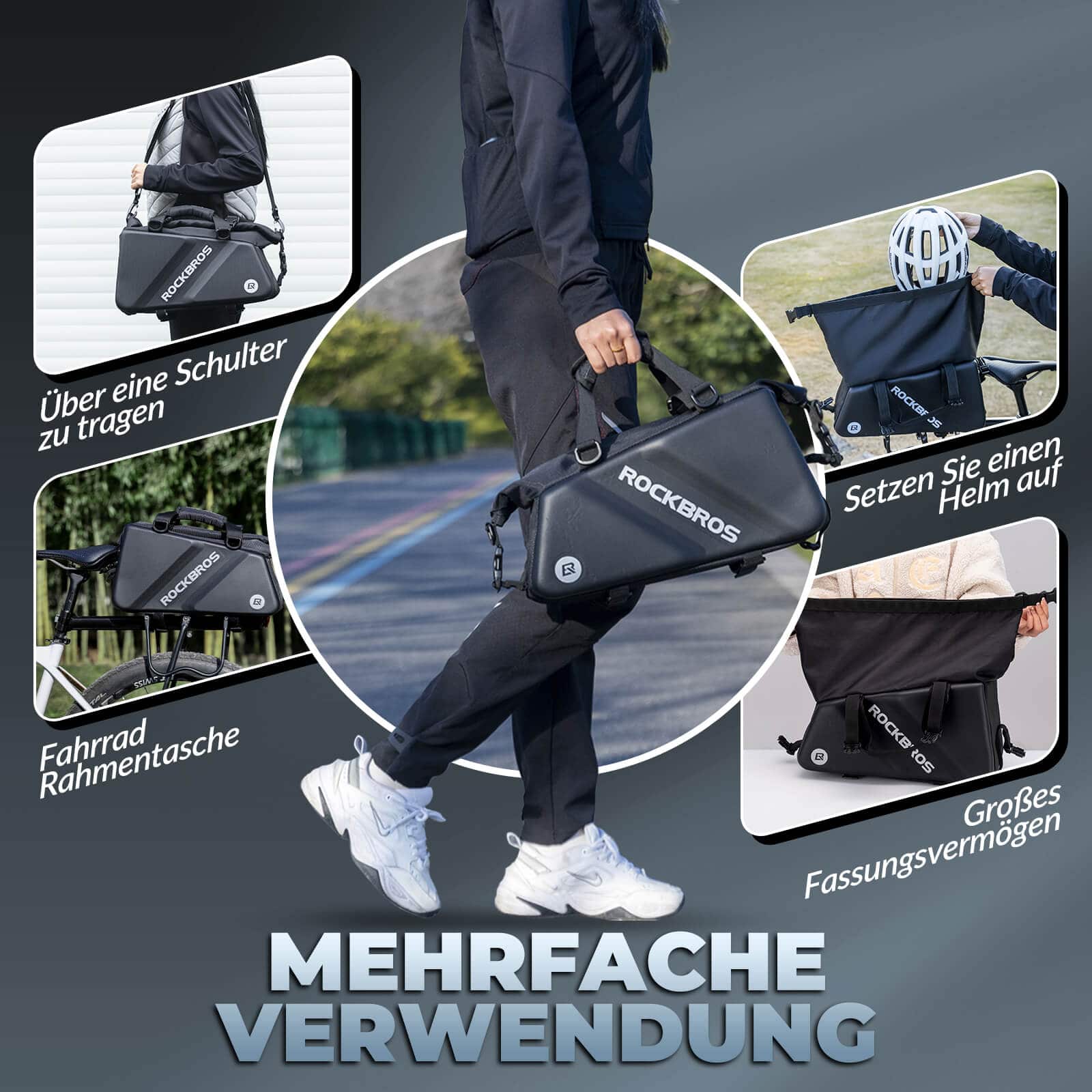 ROCKBROS Gepäckträgertasche Reflektierend Transporttasche 11,6 L mit Schultergurt