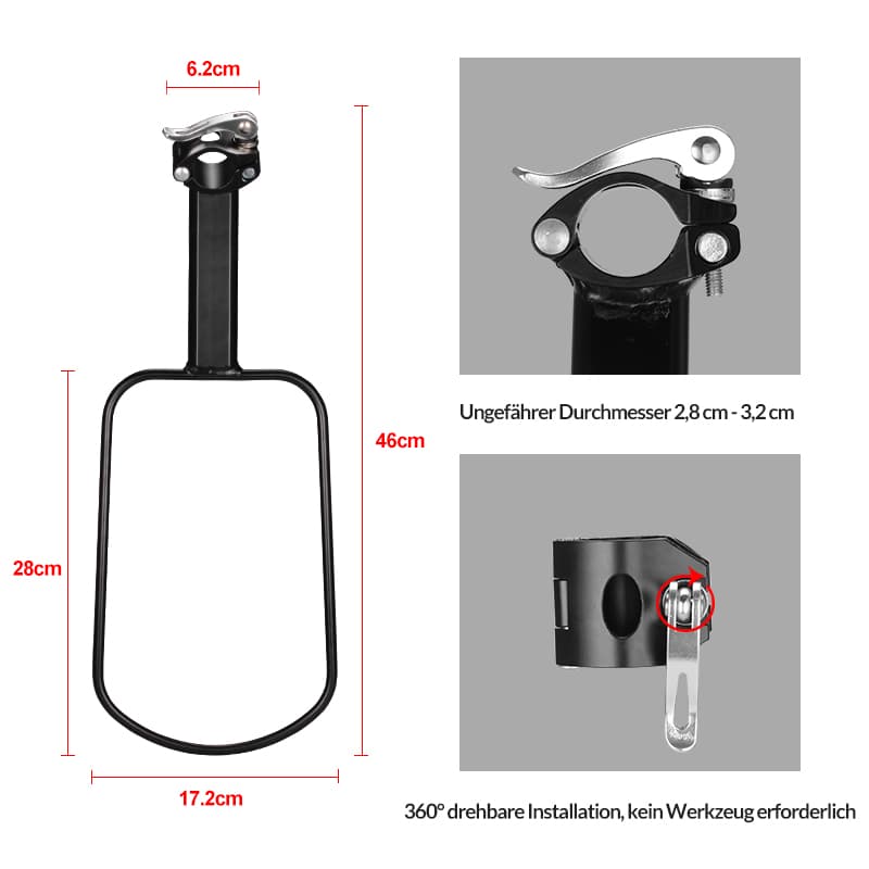 Gepäckträgertasche Wasserfest Schnellspanner Design mit Halterung