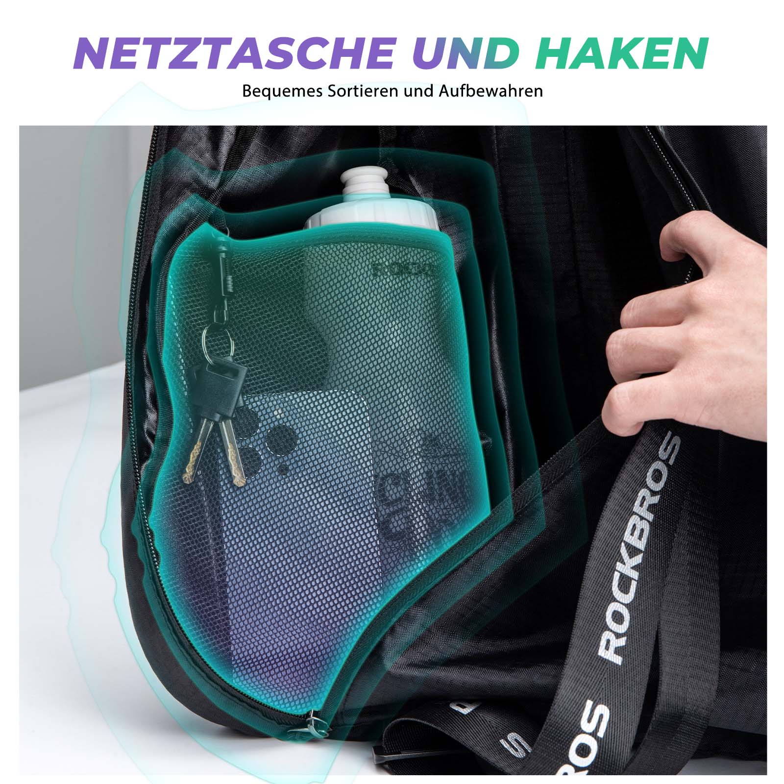 ROCKBROS Helmtasche Motorrad Helmbeutel Einstellbarer Schultergurt