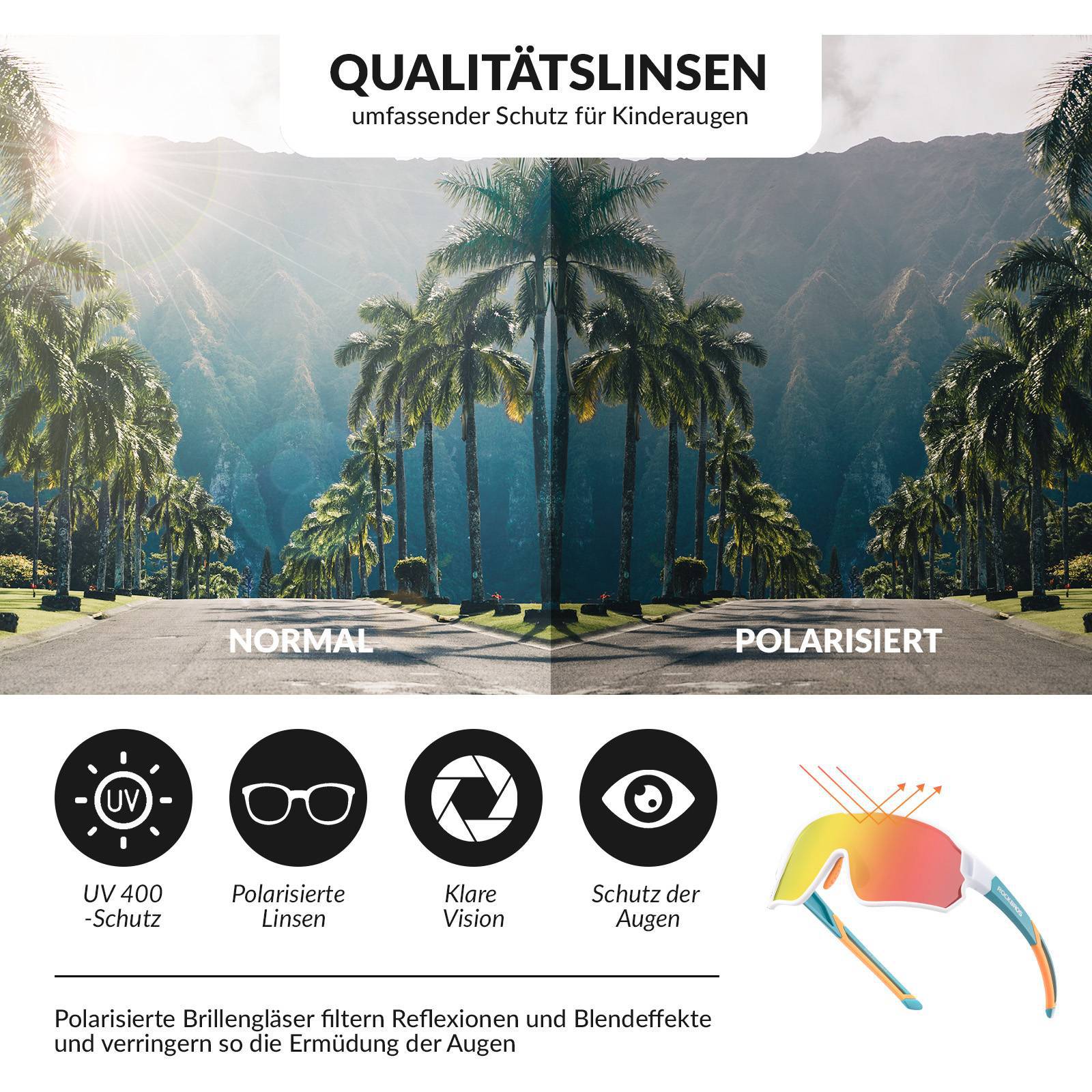 Polarisierte Kinder-Fahrradbrille mit UV400-Schutz