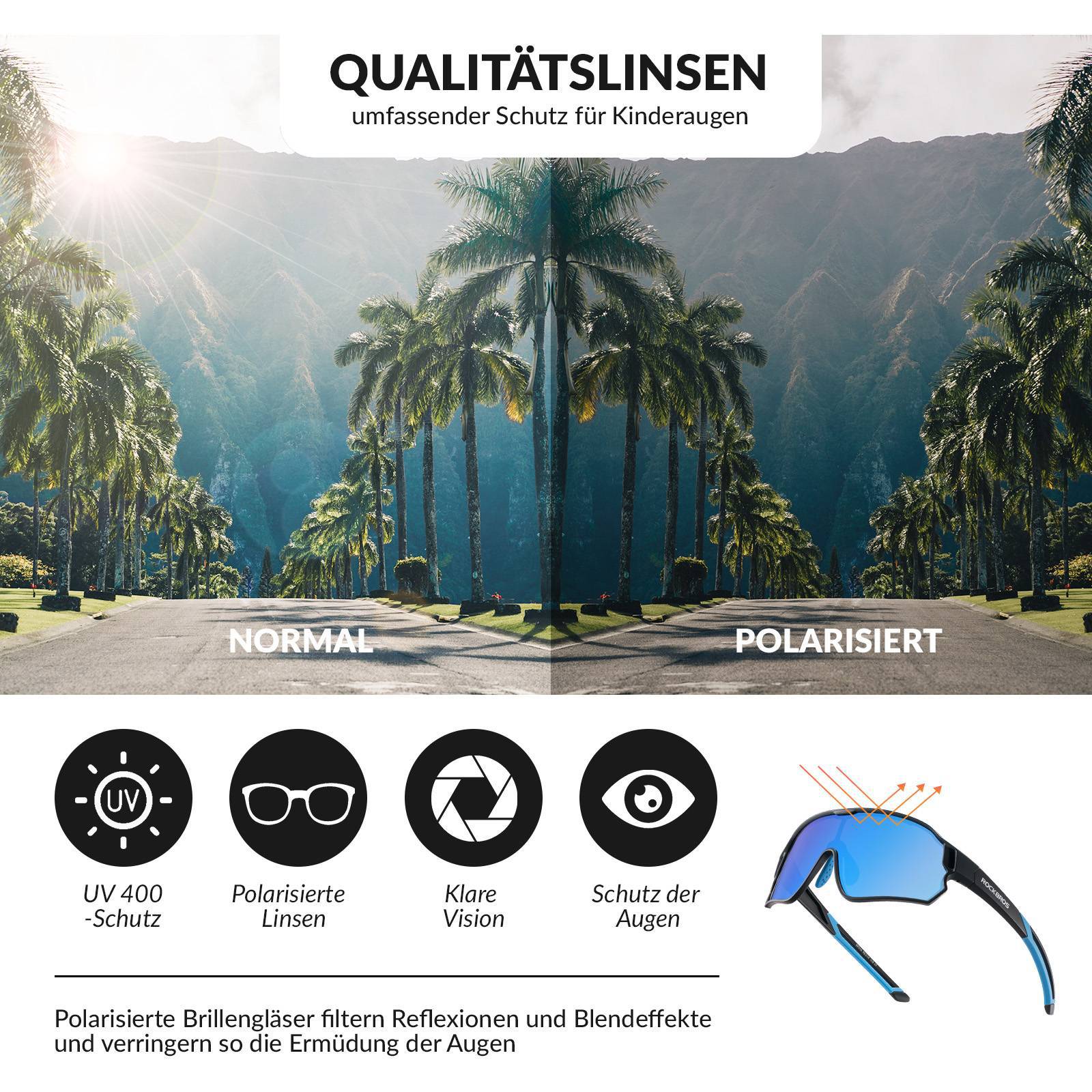Polarisierte Kinder-Fahrradbrille mit UV400-Schutz