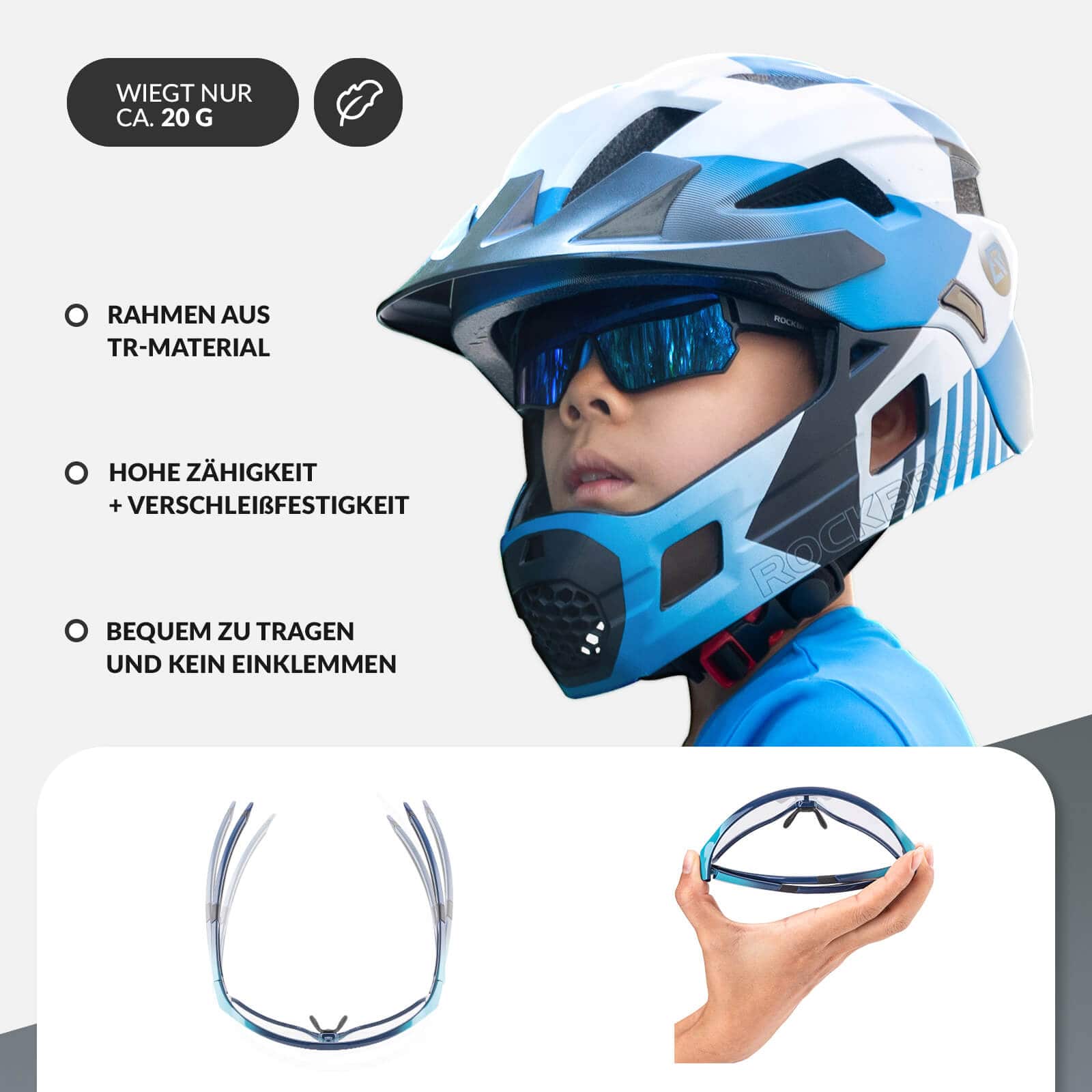 Selbsttönende Fahrradbrille für Kinder mit UV400-Schutz