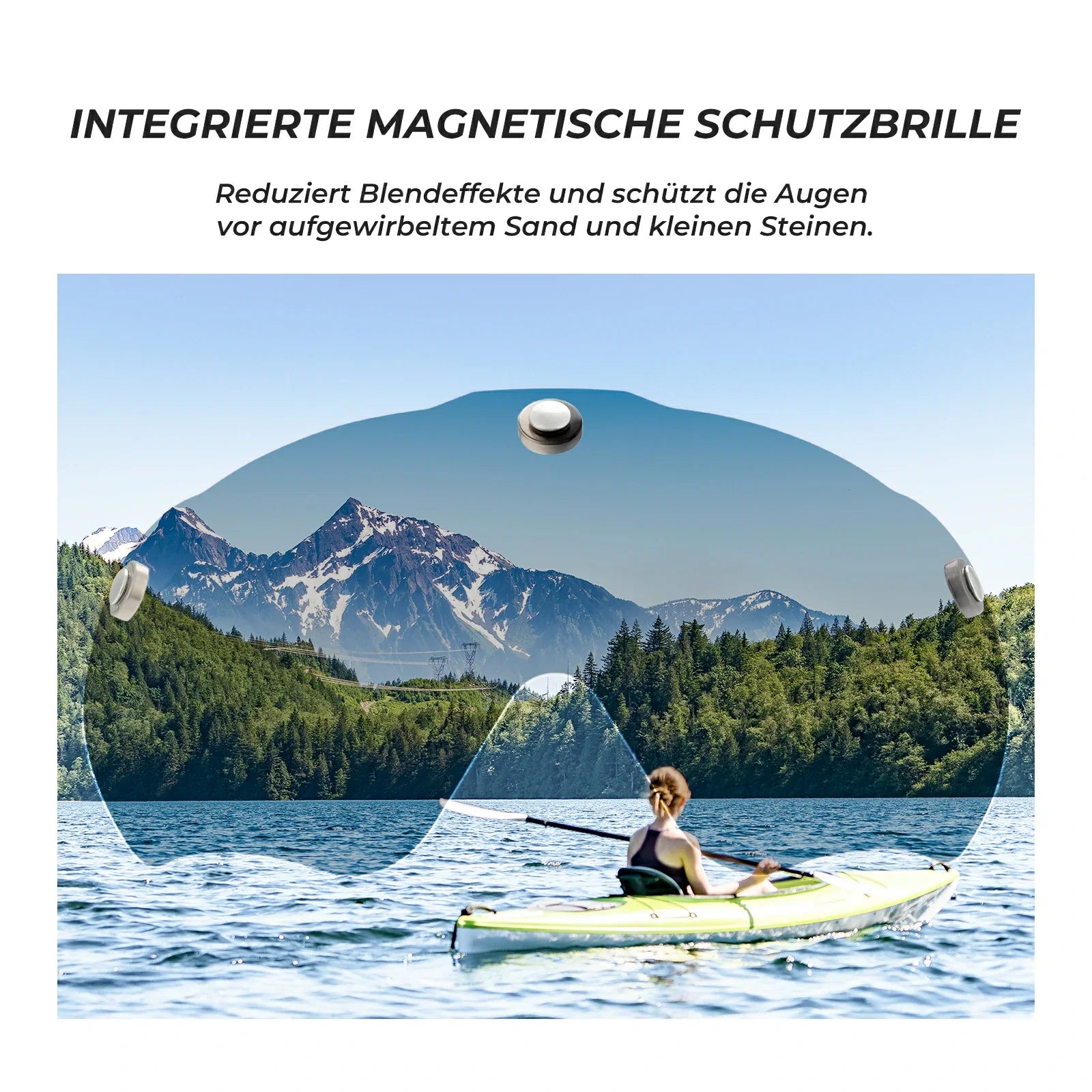 ROCKBROS Kinder Fahrradhelm mit integrierter abnehmbarer Magnetbrillen & Visier