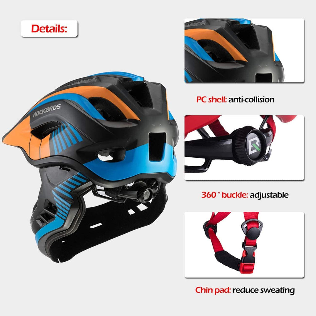 ROCKBROS Kinder helm Integriert Fahrradhelm mit Abnehmbarem Kinnschutz