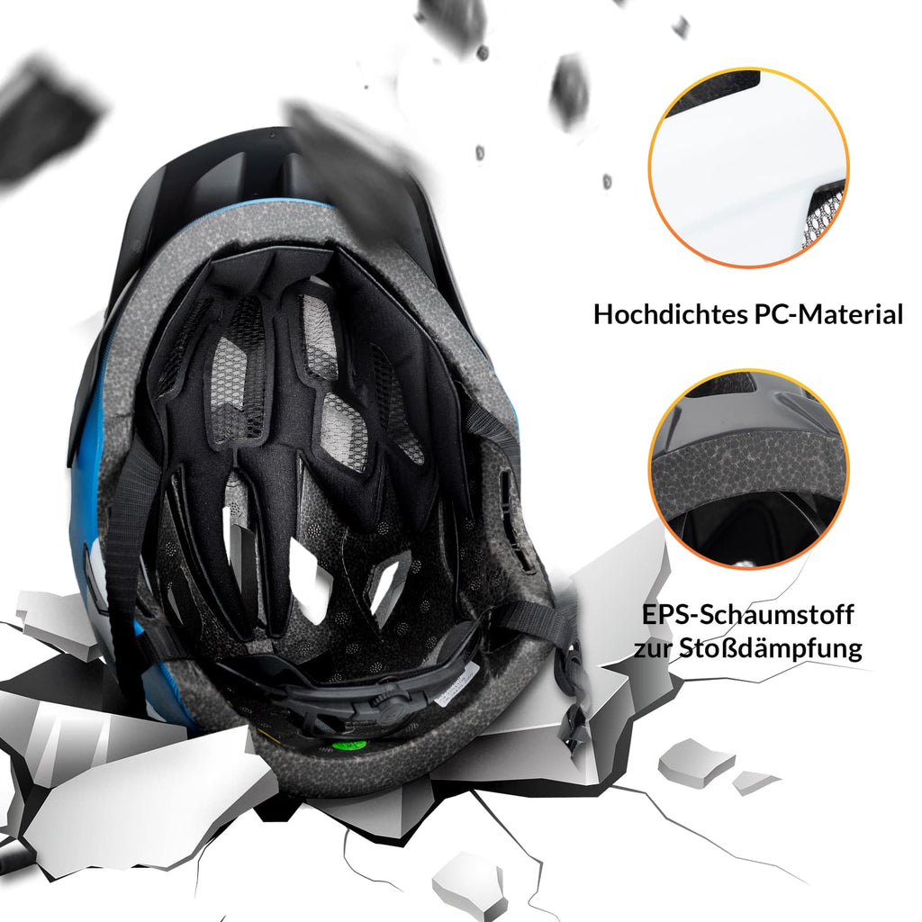 ROCKBROS Kinderhelm BMX MTB Downhill Helm mit Abnehmbarem Kinnschutz und Krempe