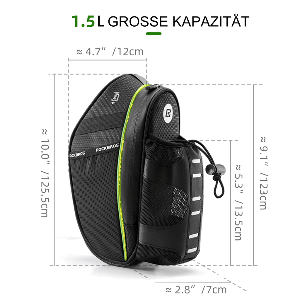 ROCKBROS Kratzfest Fahrrad Satteltasche mit Flaschenhalter 1,5L
