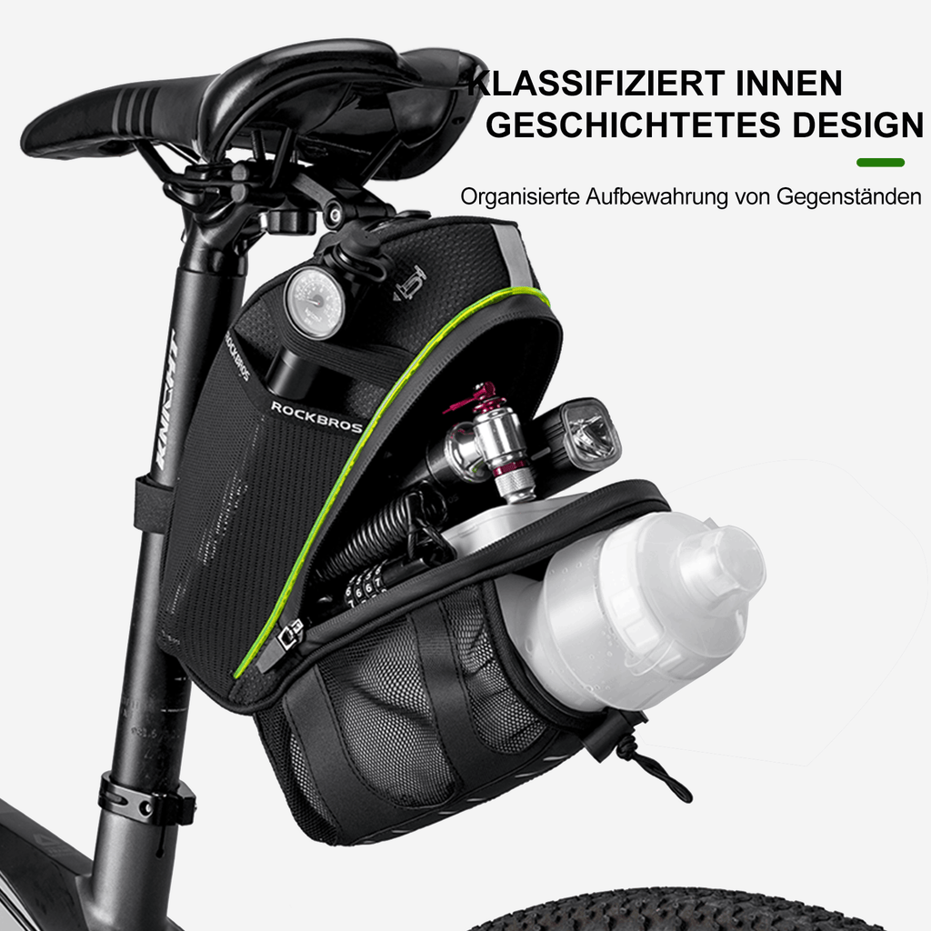 ROCKBROS Kratzfest Fahrrad Satteltasche mit Flaschenhalter 1,5L