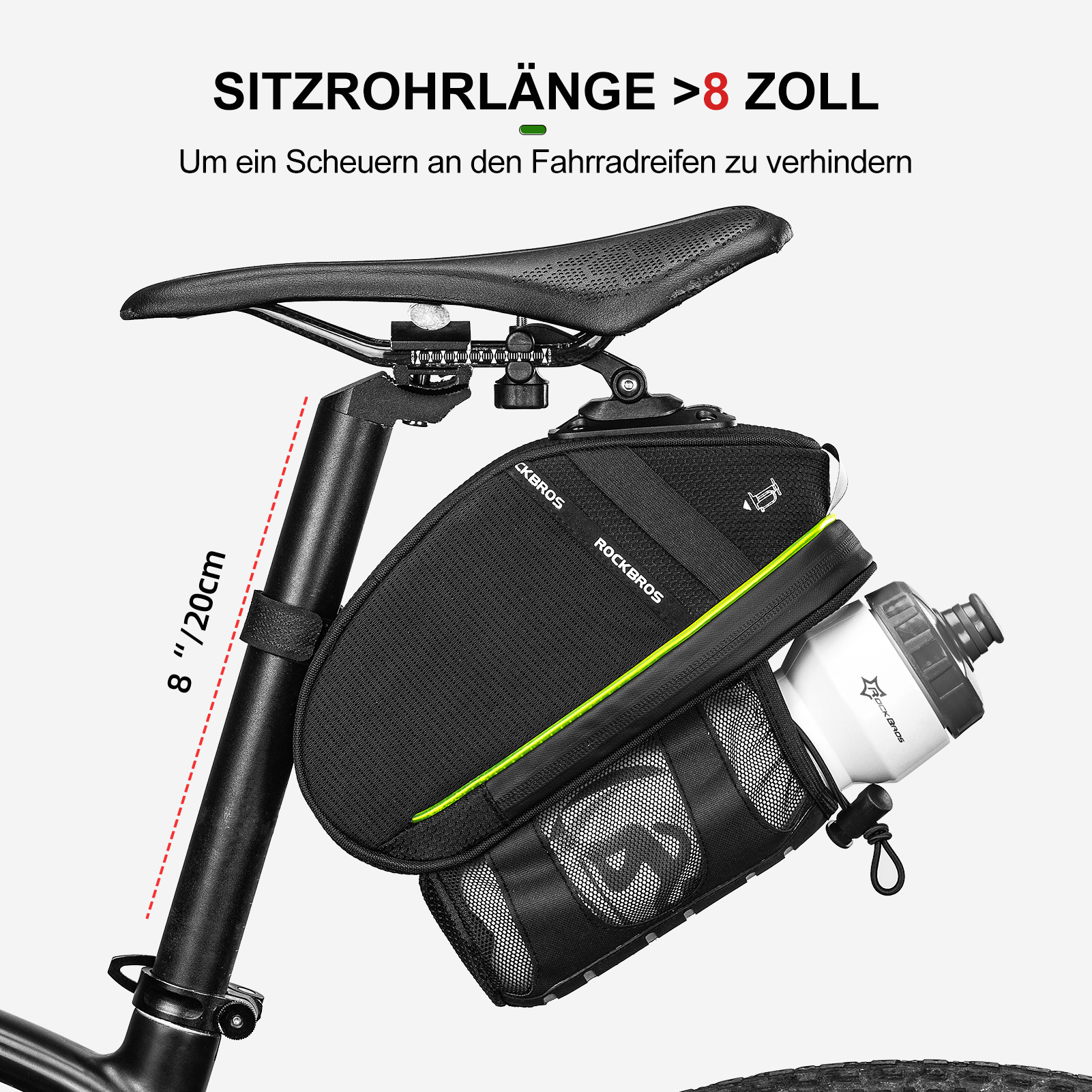 ROCKBROS Kratzfest Fahrrad Satteltasche mit Flaschenhalter 1,5L
