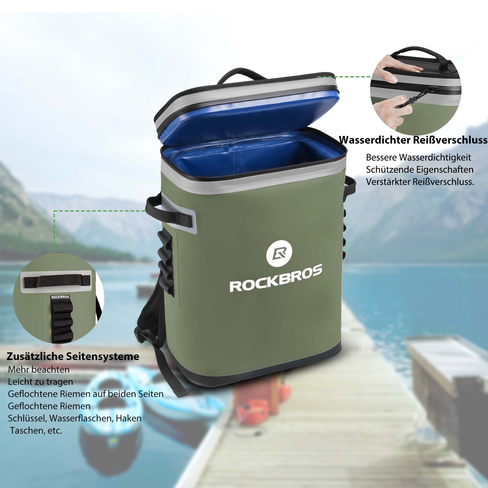 ROCKBROS Kühltasche wasserdicht Rucksack 20L Isolierte Lunchtasche