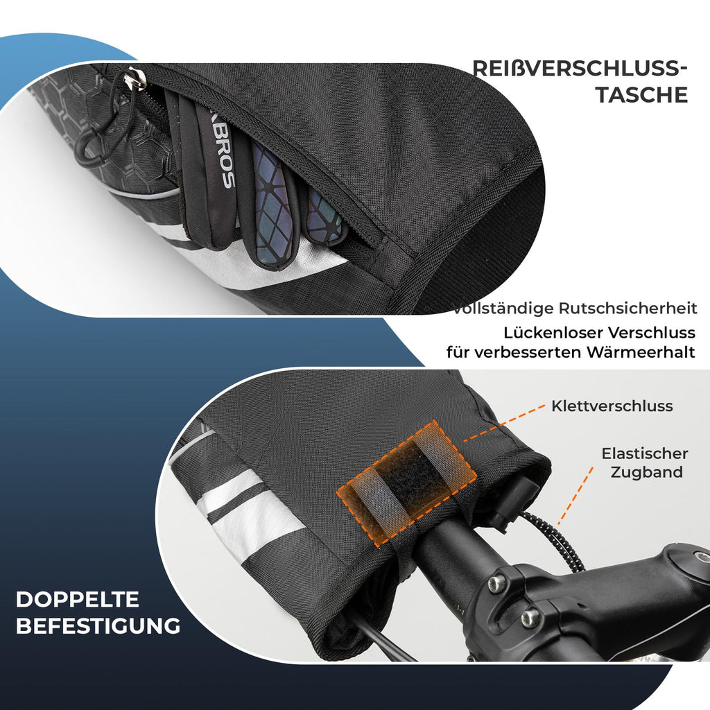 ROCKBROS Lenkerstulpen Lenker Gefüttert Abdichtung Handschuhe Schwarz