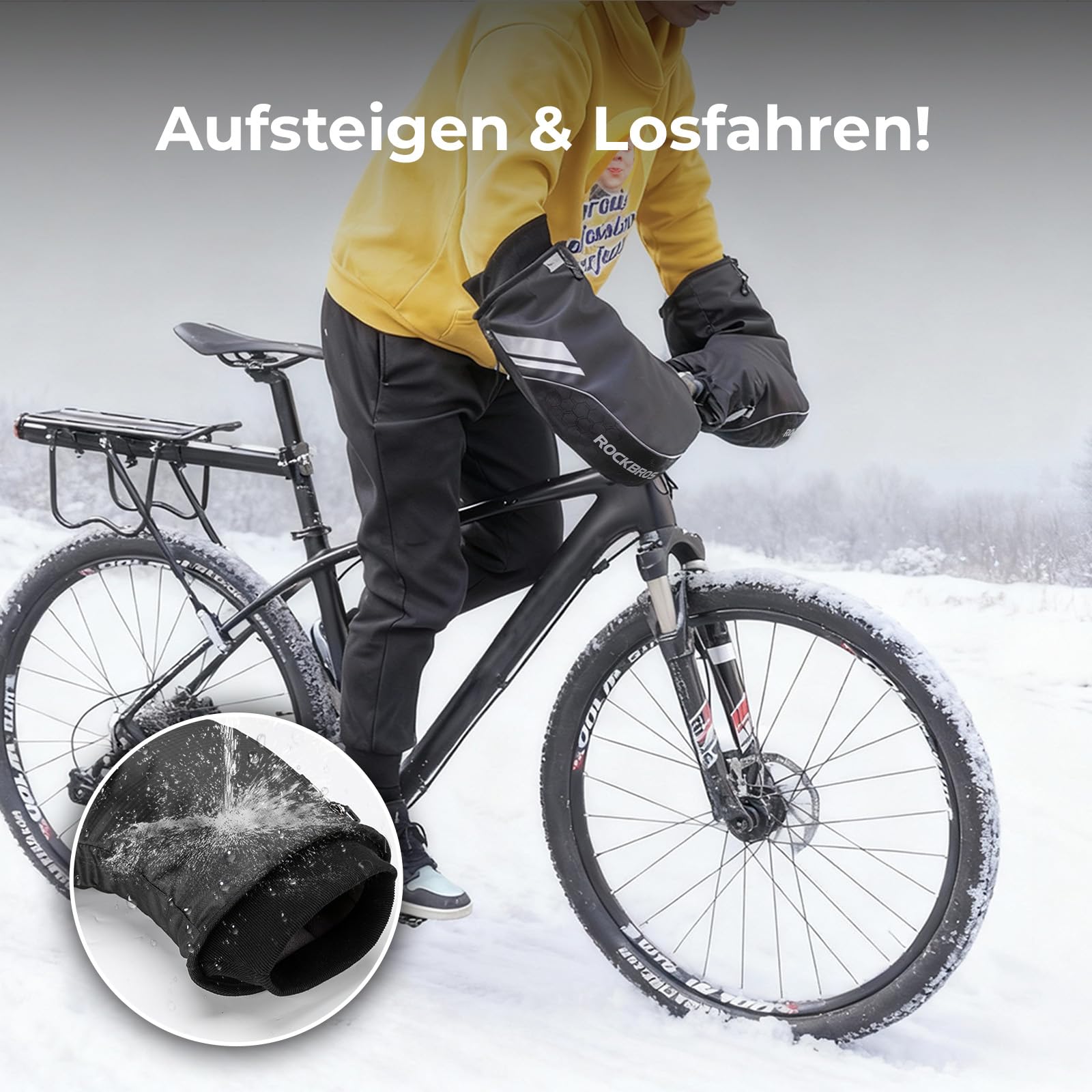ROCKBROS Lenkerstulpen Lenker Gefüttert Abdichtung Handschuhe Schwarz