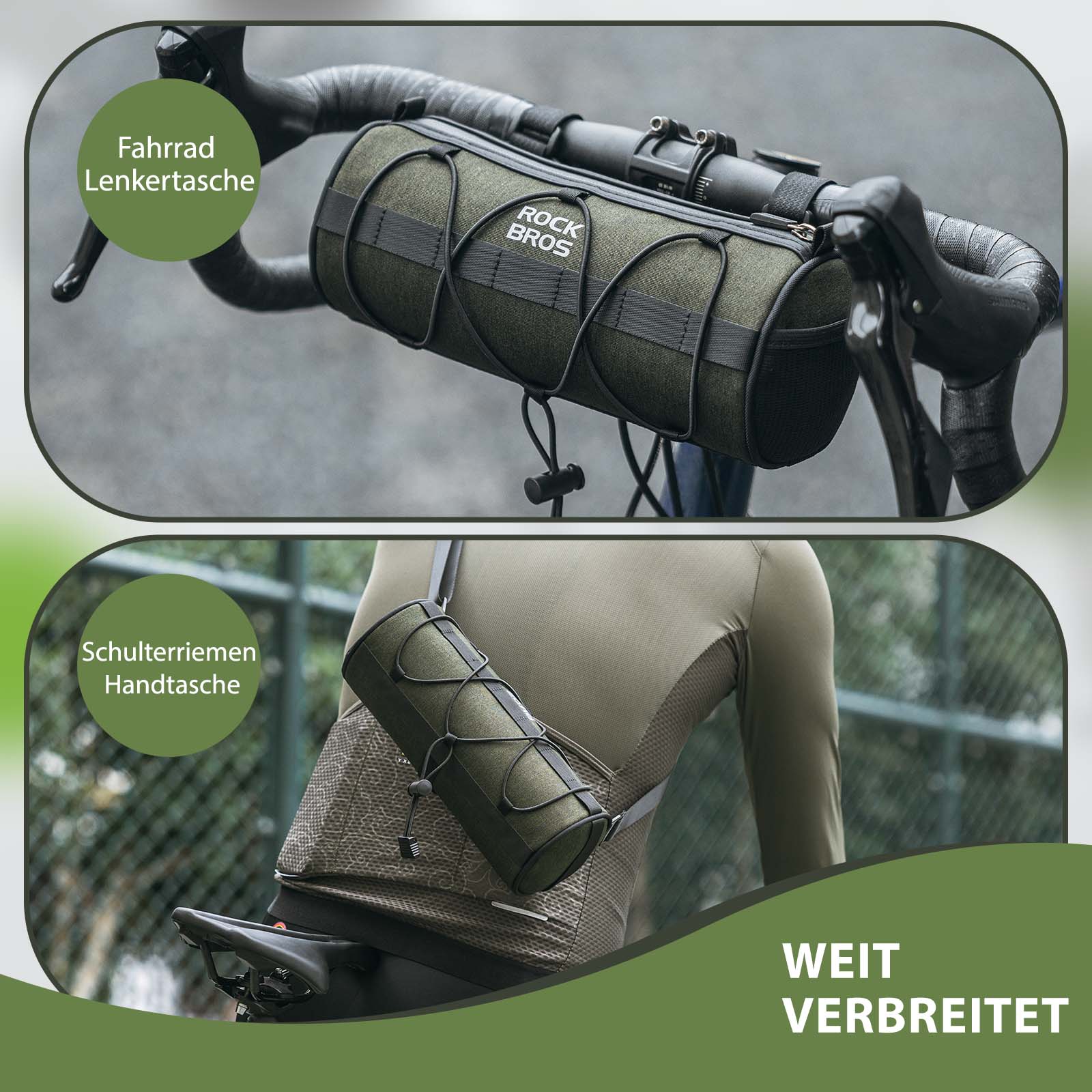 ROCKBROS Lenkertasche Multifunktionale Umhängetasche mit Schultergurt