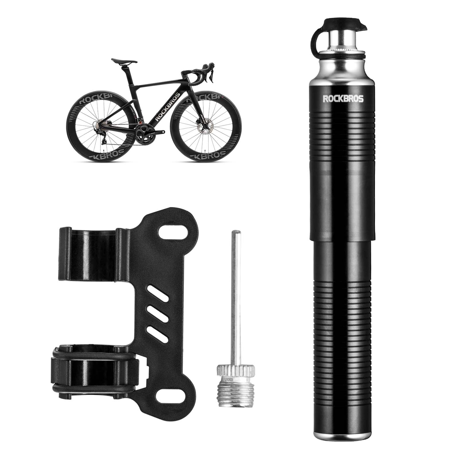 ROCKBROS Luftpumpe Handpumpe Schrader & Presta Ventile aus Aluminium