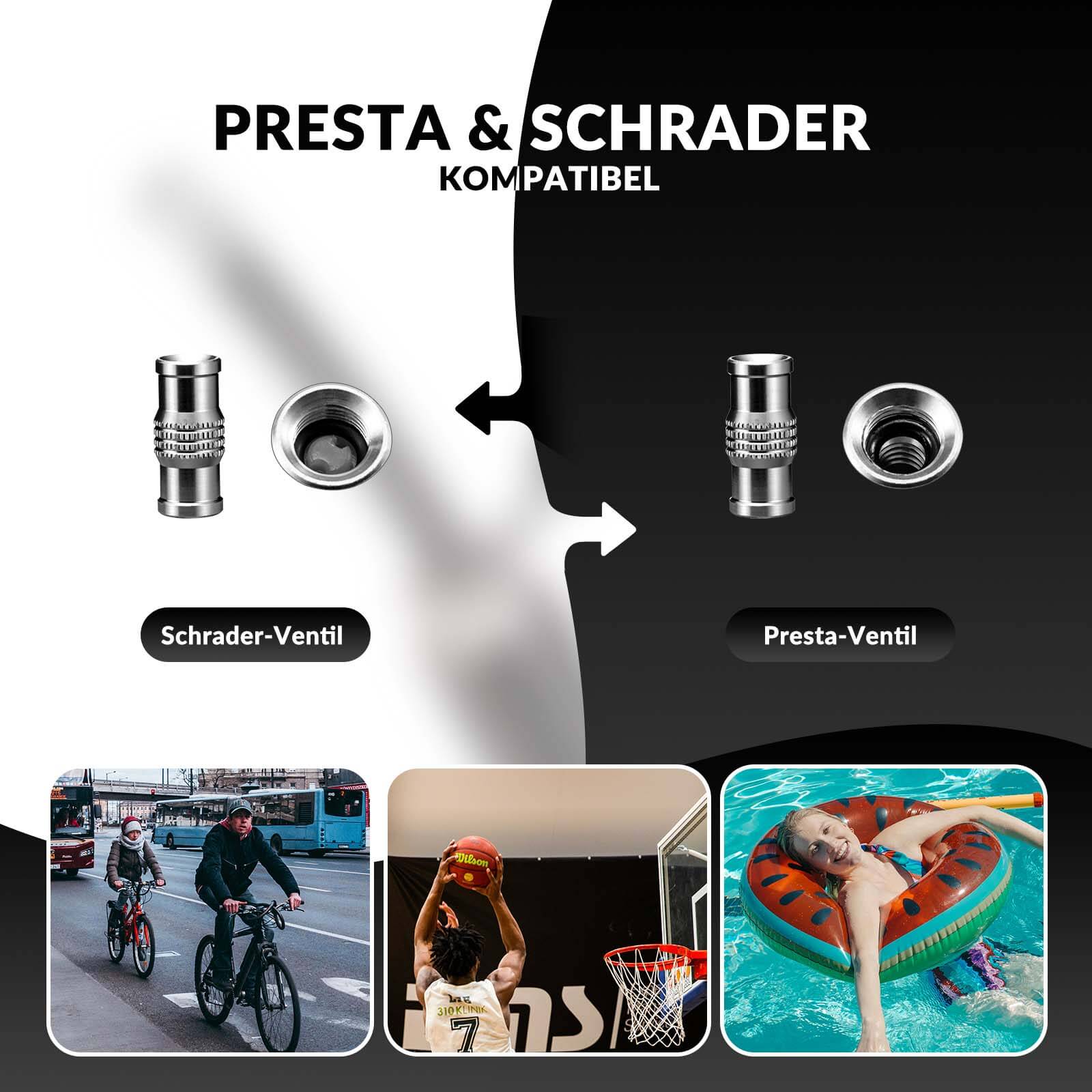 ROCKBROS Luftpumpe Handpumpe Schrader & Presta Ventile aus Aluminium