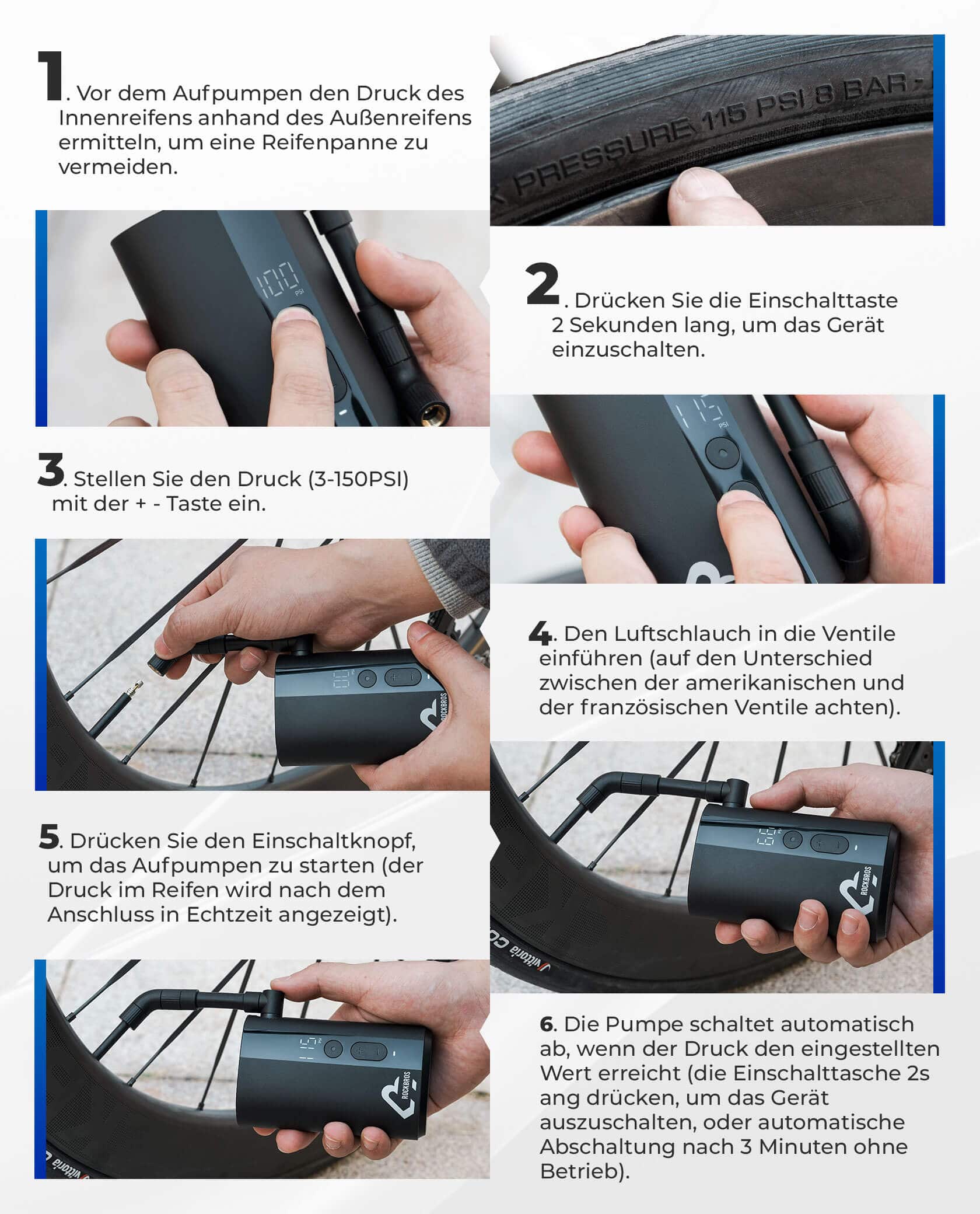 Mini Elektrische Akku Luftpumpe LED-Anzeige