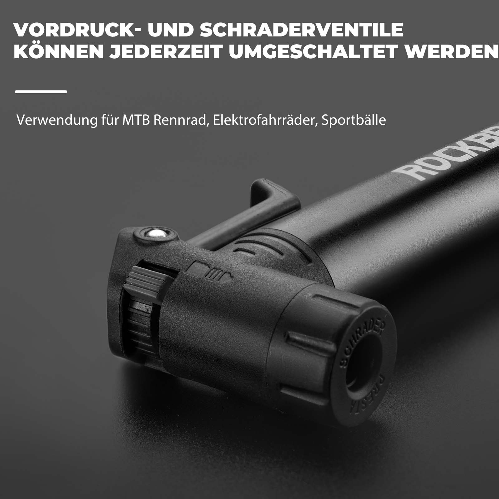 ROCKBROS Mini Fahrrad Luftpumpe mit Ratschenschlüssel 80 PSI Aluminium