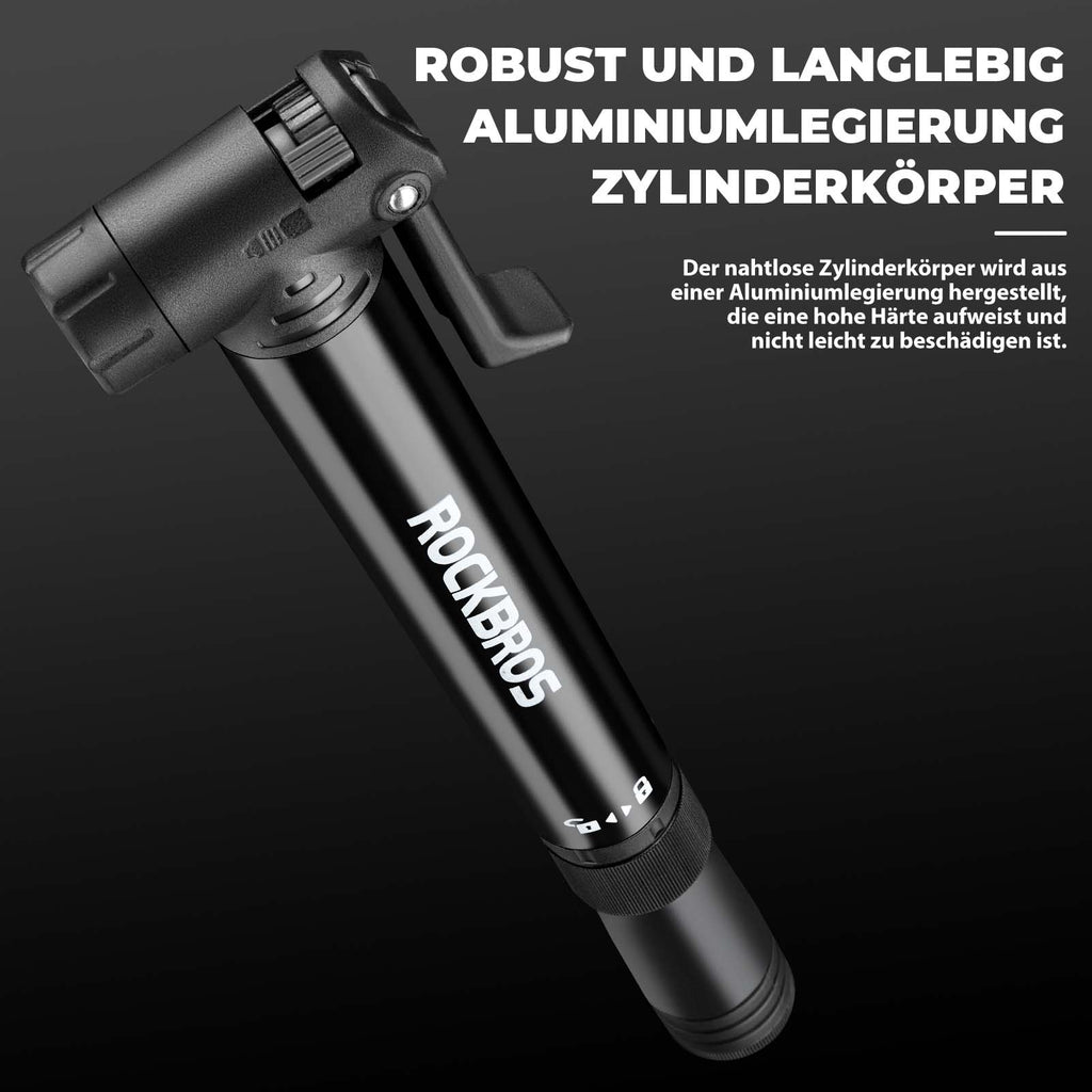 ROCKBROS Mini Fahrrad Luftpumpe mit Ratschenschlüssel 80 PSI Aluminium