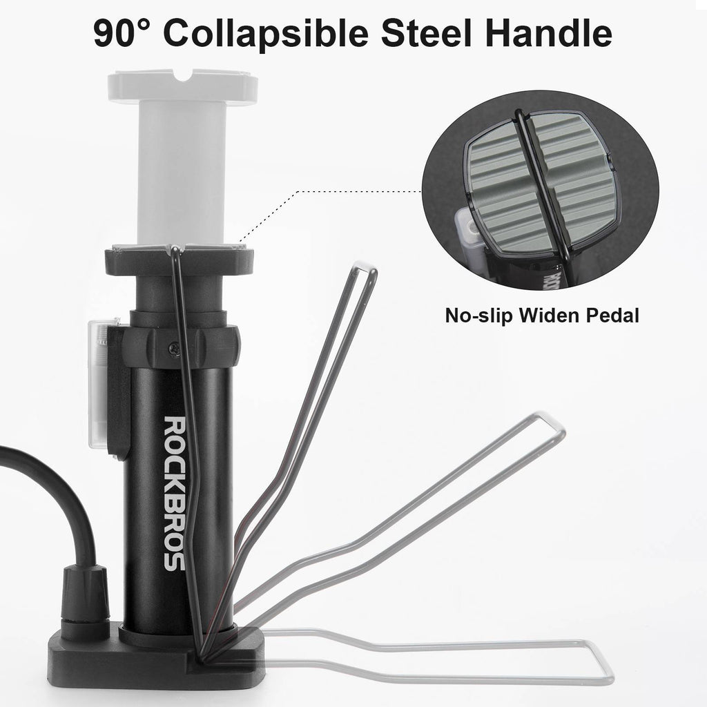 ROCKBROS Mini Tragbare Luftpumpe Fußpumpen für alle Ventile SV/AV