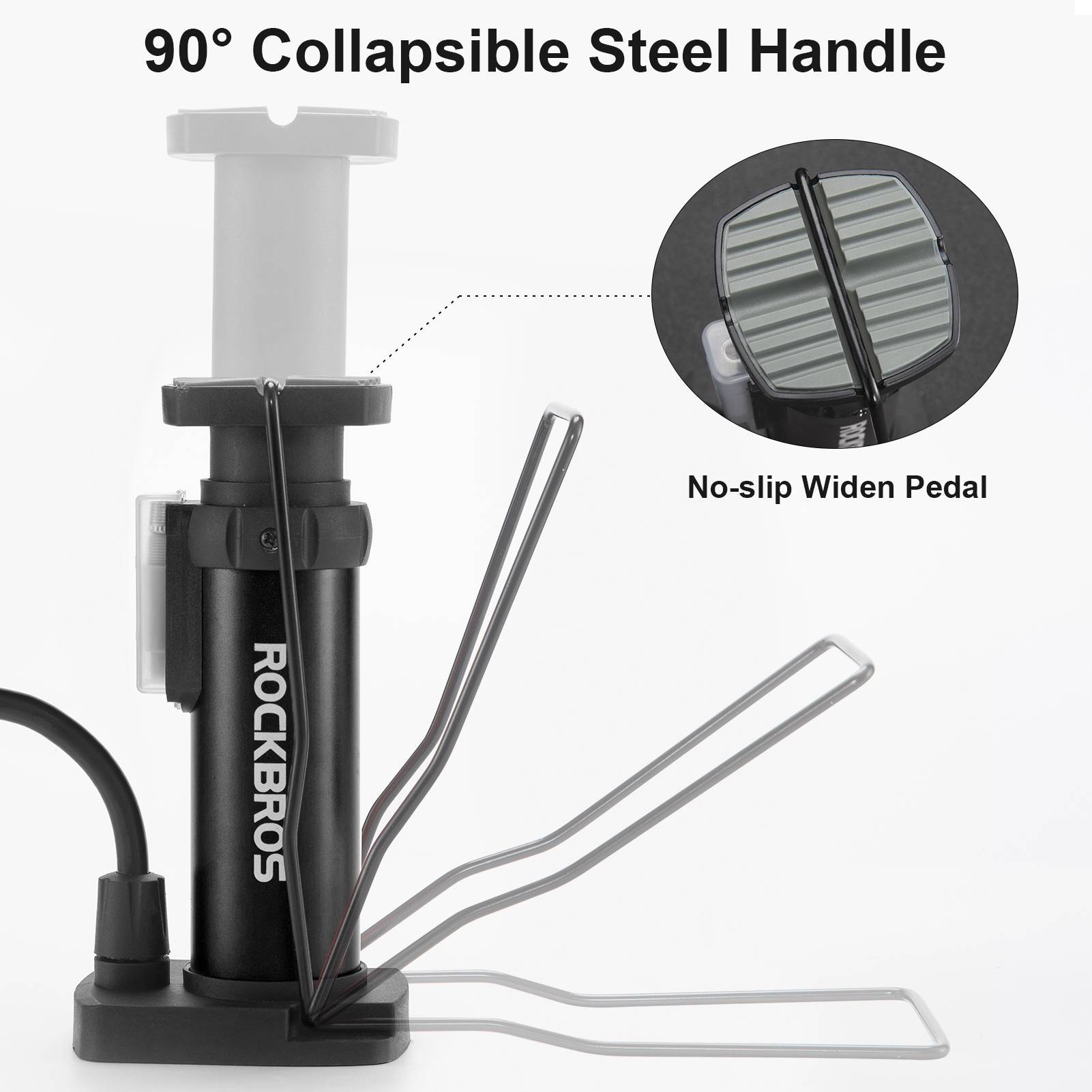 ROCKBROS Mini Tragbare Luftpumpe Fußpumpen für alle Ventile SV/AV