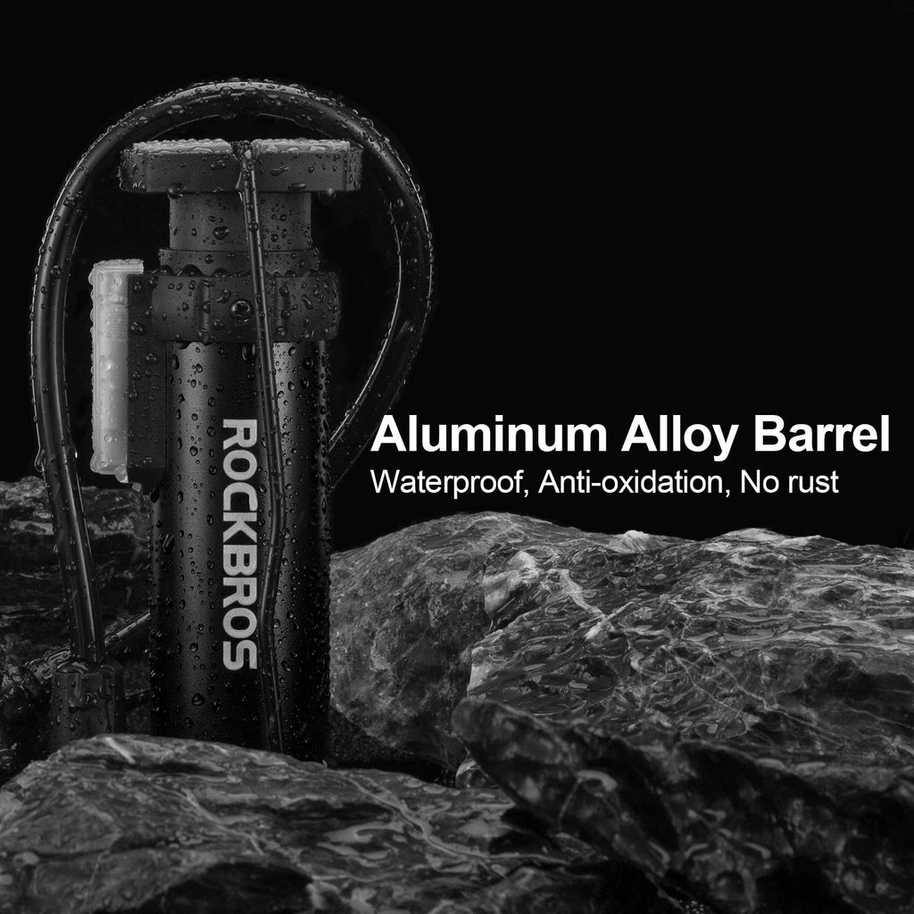 ROCKBROS Mini Tragbare Luftpumpe Fußpumpen für alle Ventile SV/AV