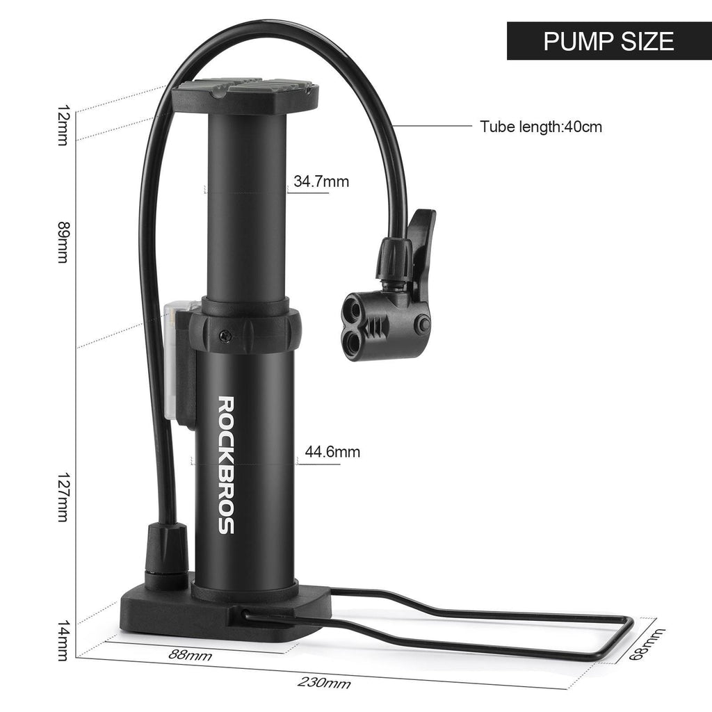 ROCKBROS Mini Tragbare Luftpumpe Fußpumpen für alle Ventile SV/AV