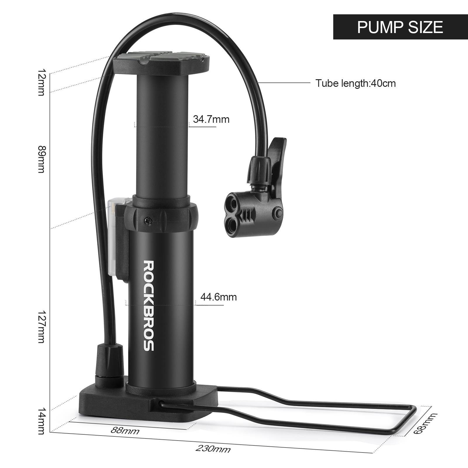 ROCKBROS Mini Tragbare Luftpumpe Fußpumpen für alle Ventile SV/AV