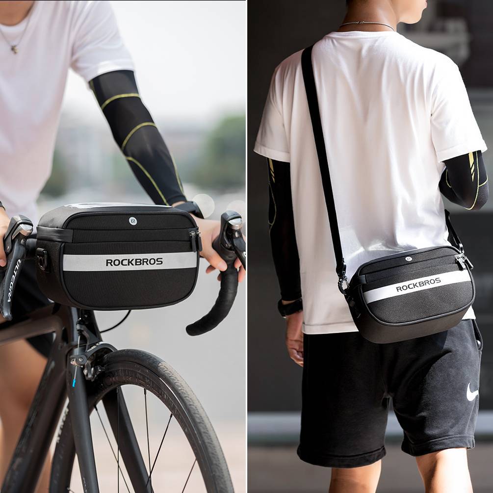 ROCKBROS multifunktional Fahrrad Lenkertasche mit PVC-Touchscreen und Schultergurt