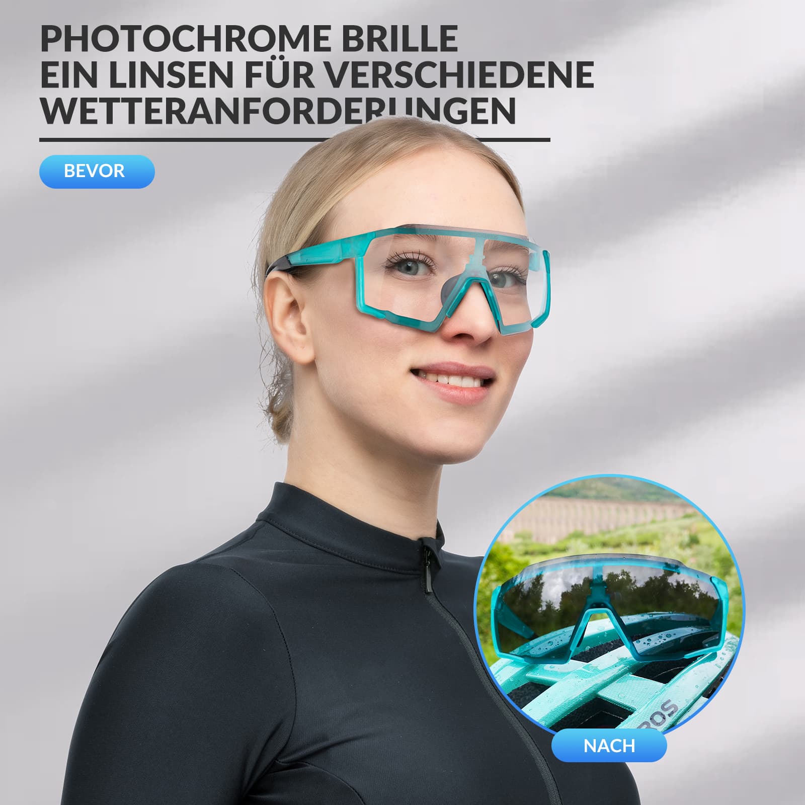 HD Photochrome Fahrradbrille für Outdoor-Aktivitäten (Blau)